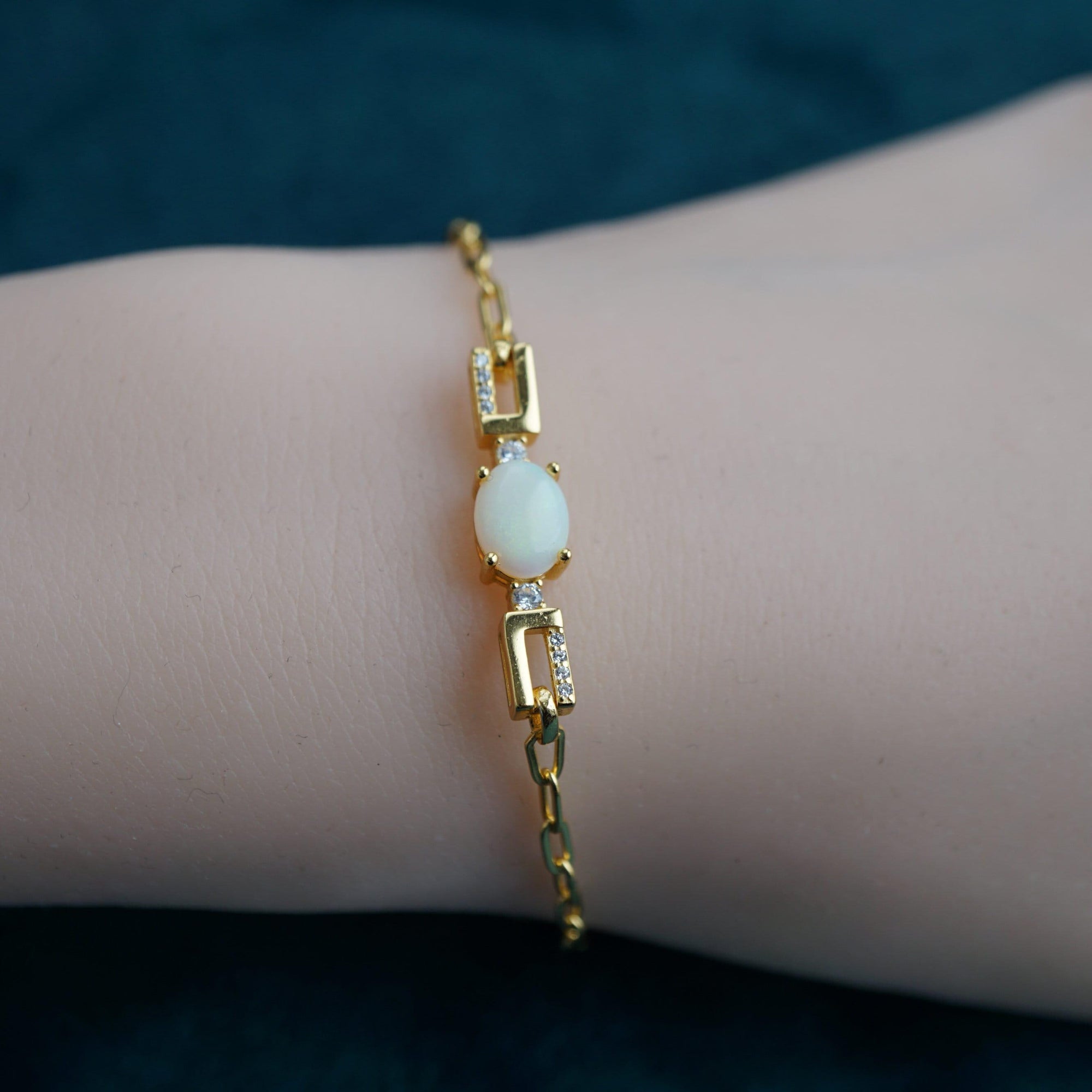 Natural australian solid white opal bracelet - timeless elegance