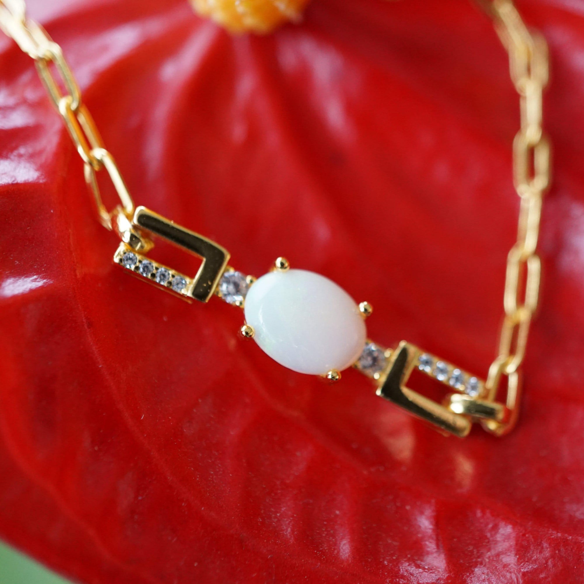 Natural australian solid white opal bracelet - timeless elegance