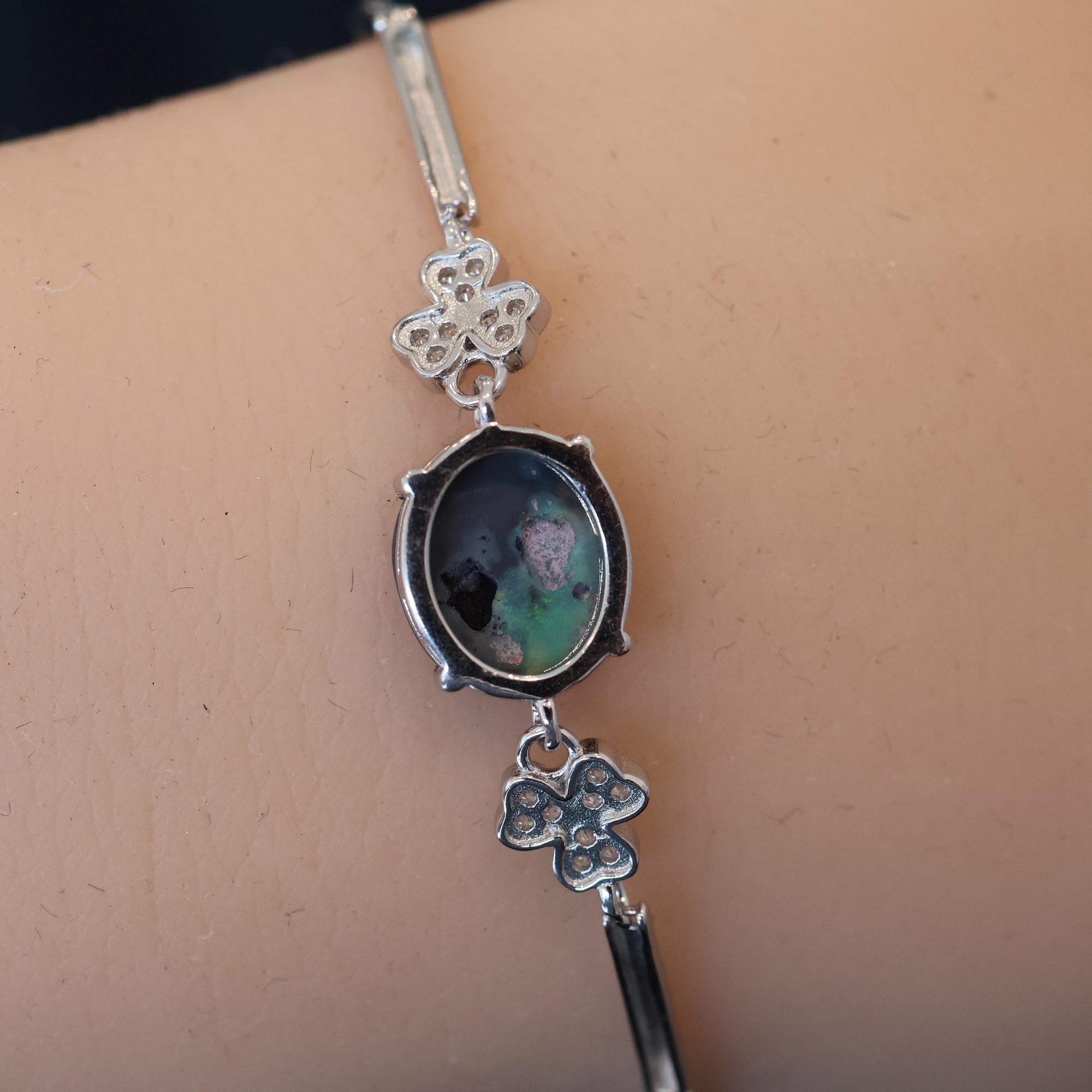 Galaxy Green Natural Australian Black Opal Bracelet