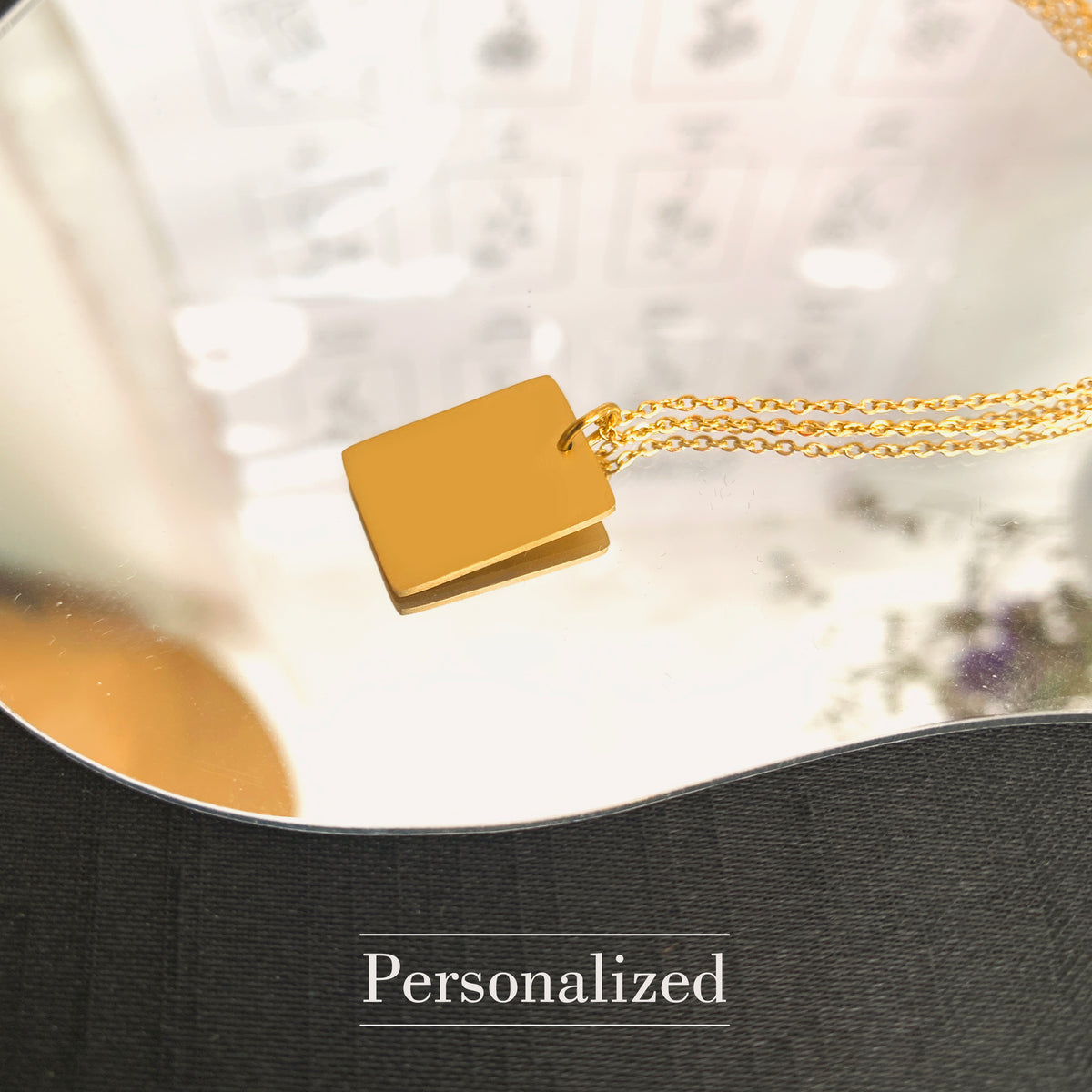 Personalized Rectangular Tag Necklace - Custom Engraved Jewelry for Men &amp; Women