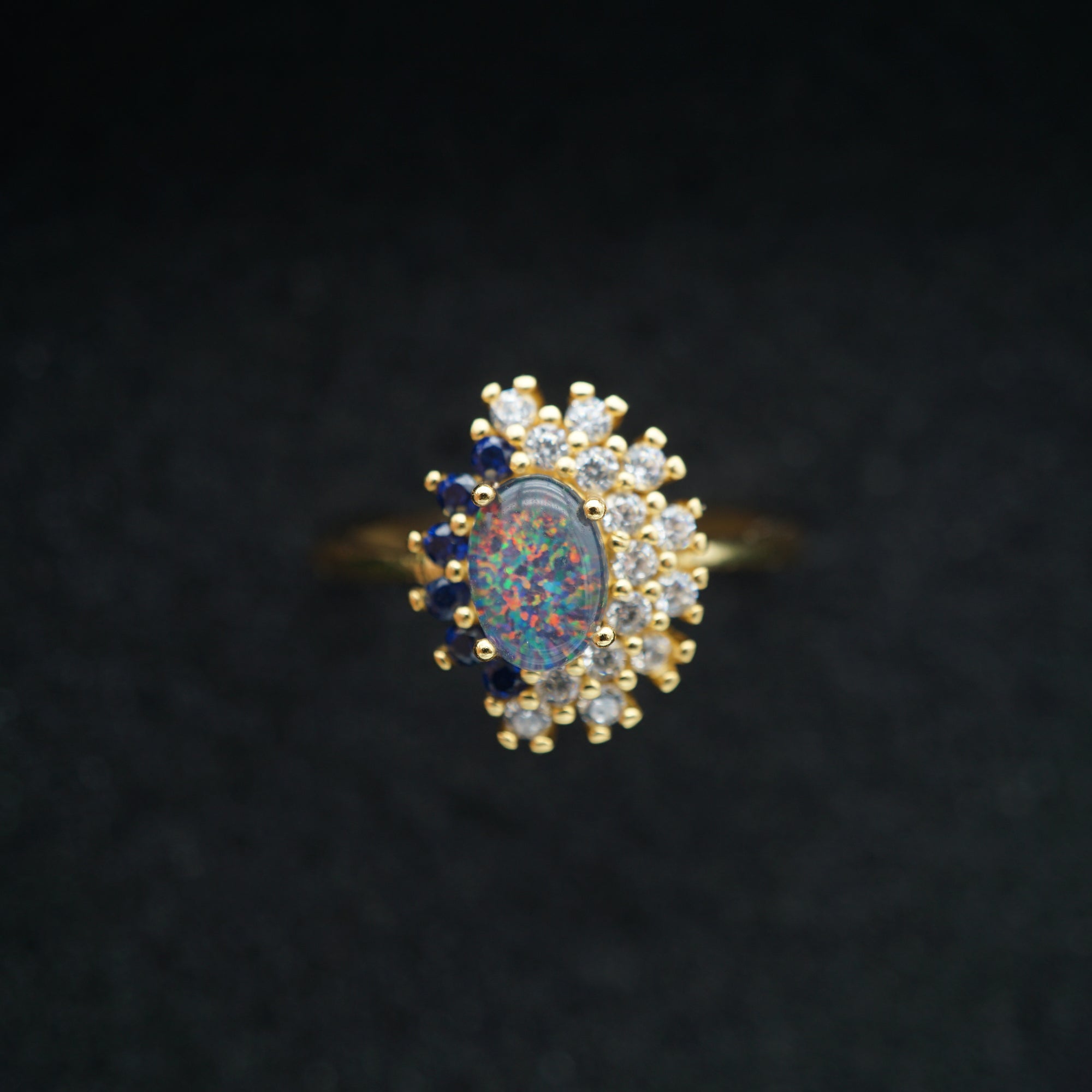 Stunning Australian Triplet Opal Ring, October Birthstone Ring | Stunning Oval Cut Natural-Vsabel Jewellery