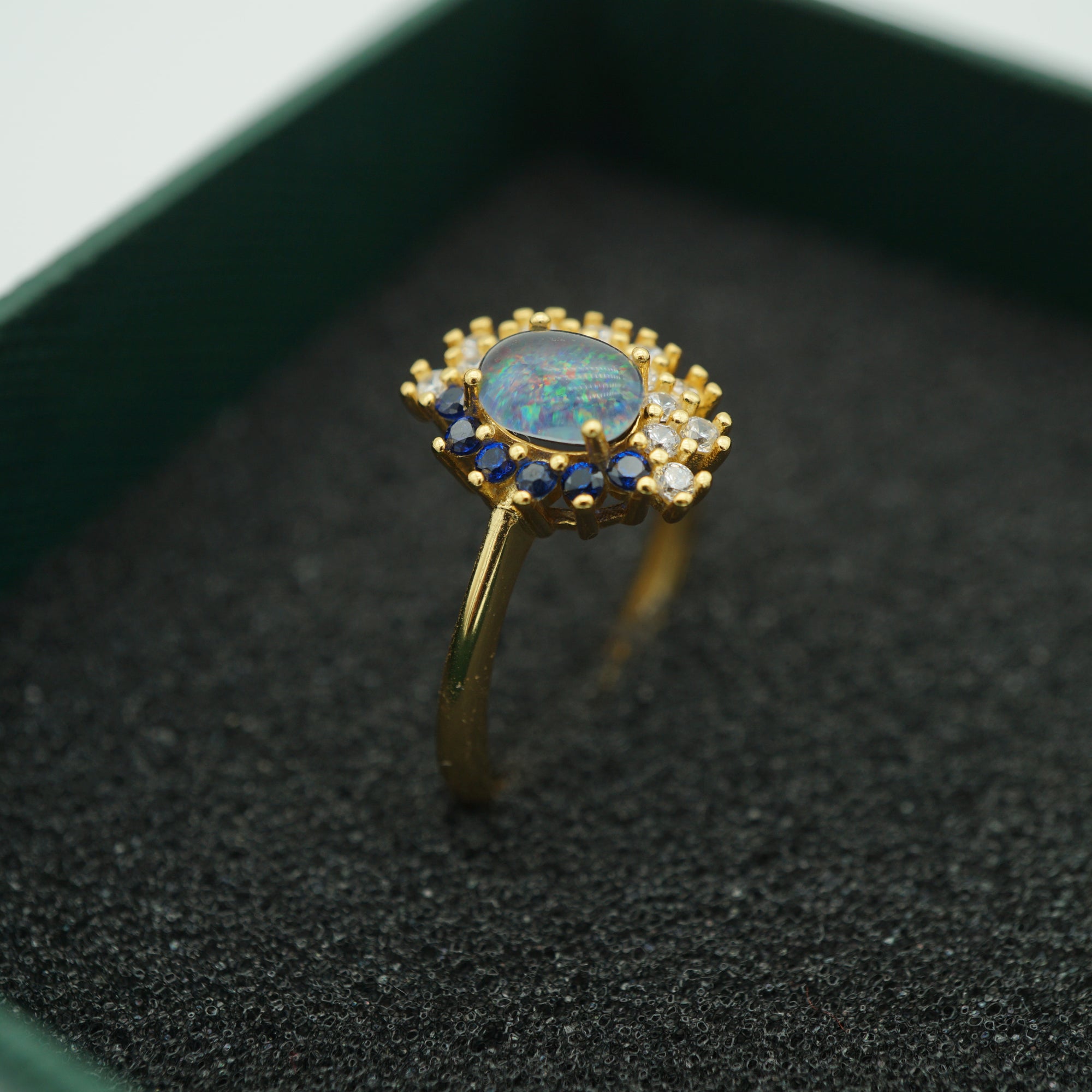 Stunning Australian Triplet Opal Ring, October Birthstone Ring | Stunning Oval Cut Natural-Vsabel Jewellery