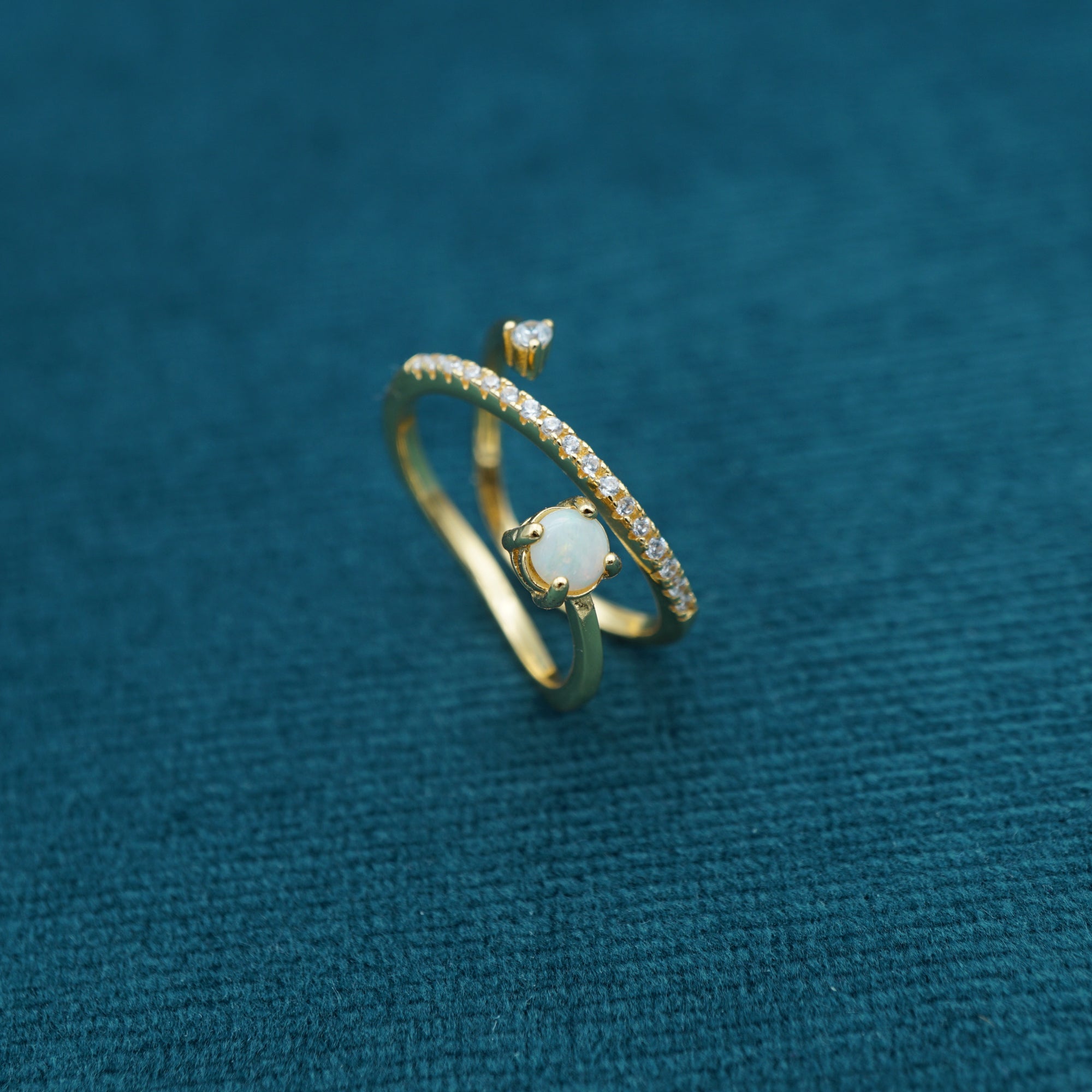 Natural Australian Solid Crystal Opal Ring - Timeless Elegance-Vsabel Jewellery