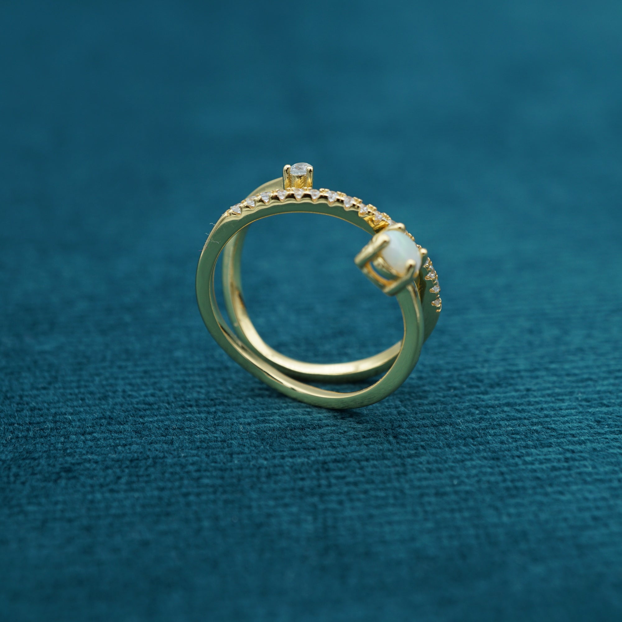 Natural Australian Solid Crystal Opal Ring - Timeless Elegance-Vsabel Jewellery