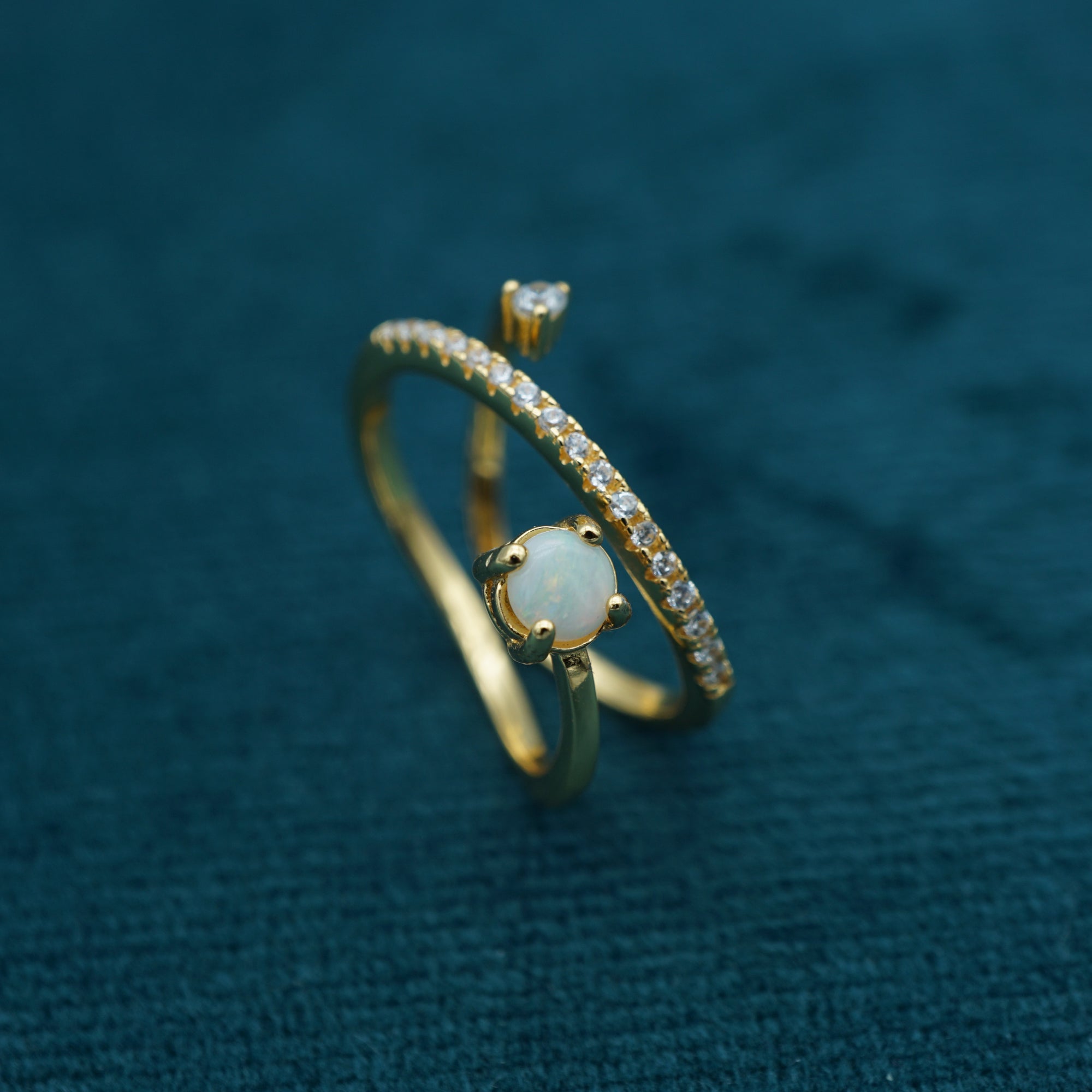 Natural Australian Solid Crystal Opal Ring - Timeless Elegance-Vsabel Jewellery