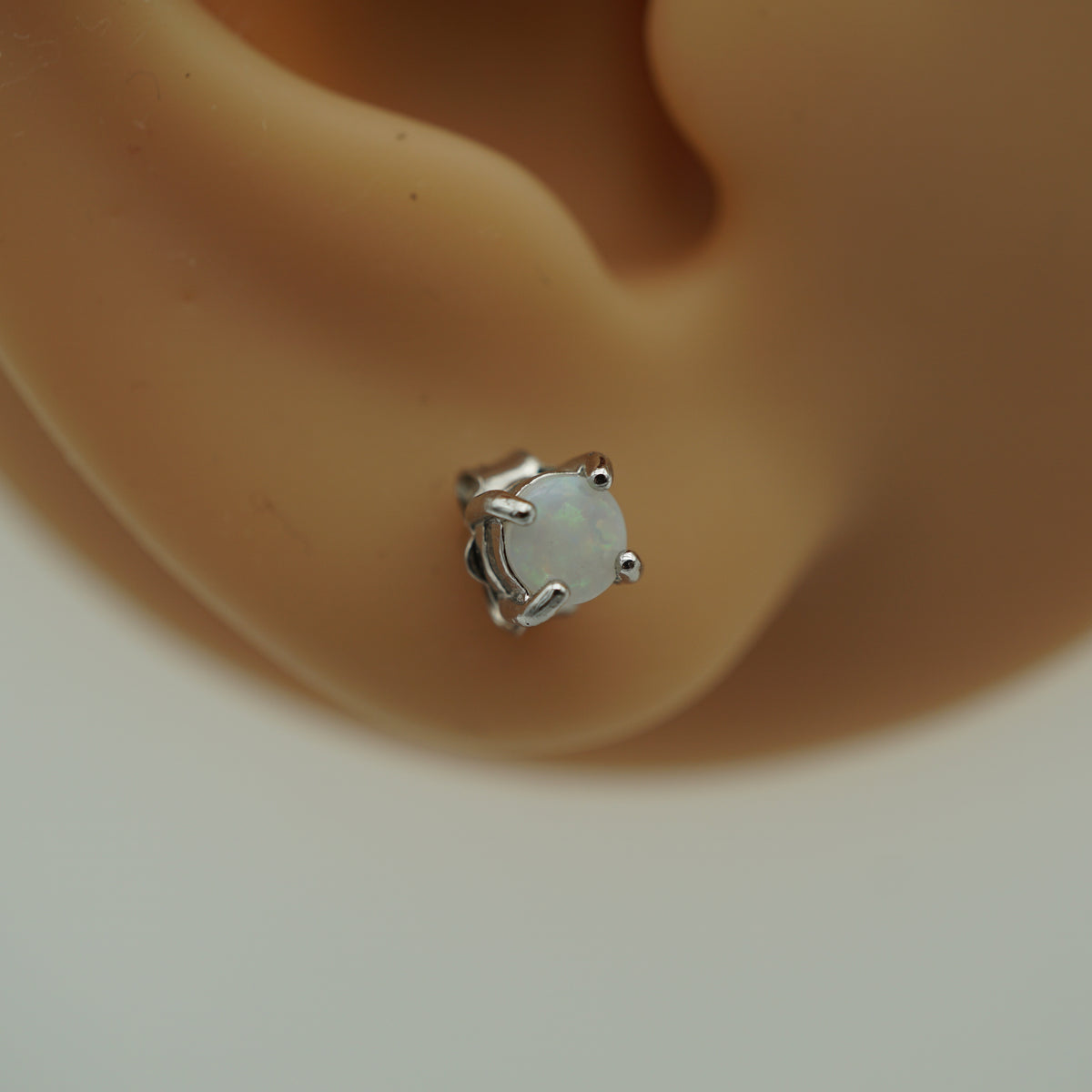 Tiny Silver Solid Round Oval Earrings, Opal minimalist studs, Silver earrings, Dainty Earrings, Small Stud Earrings, Stud Earrings-Vsabel Jewellery