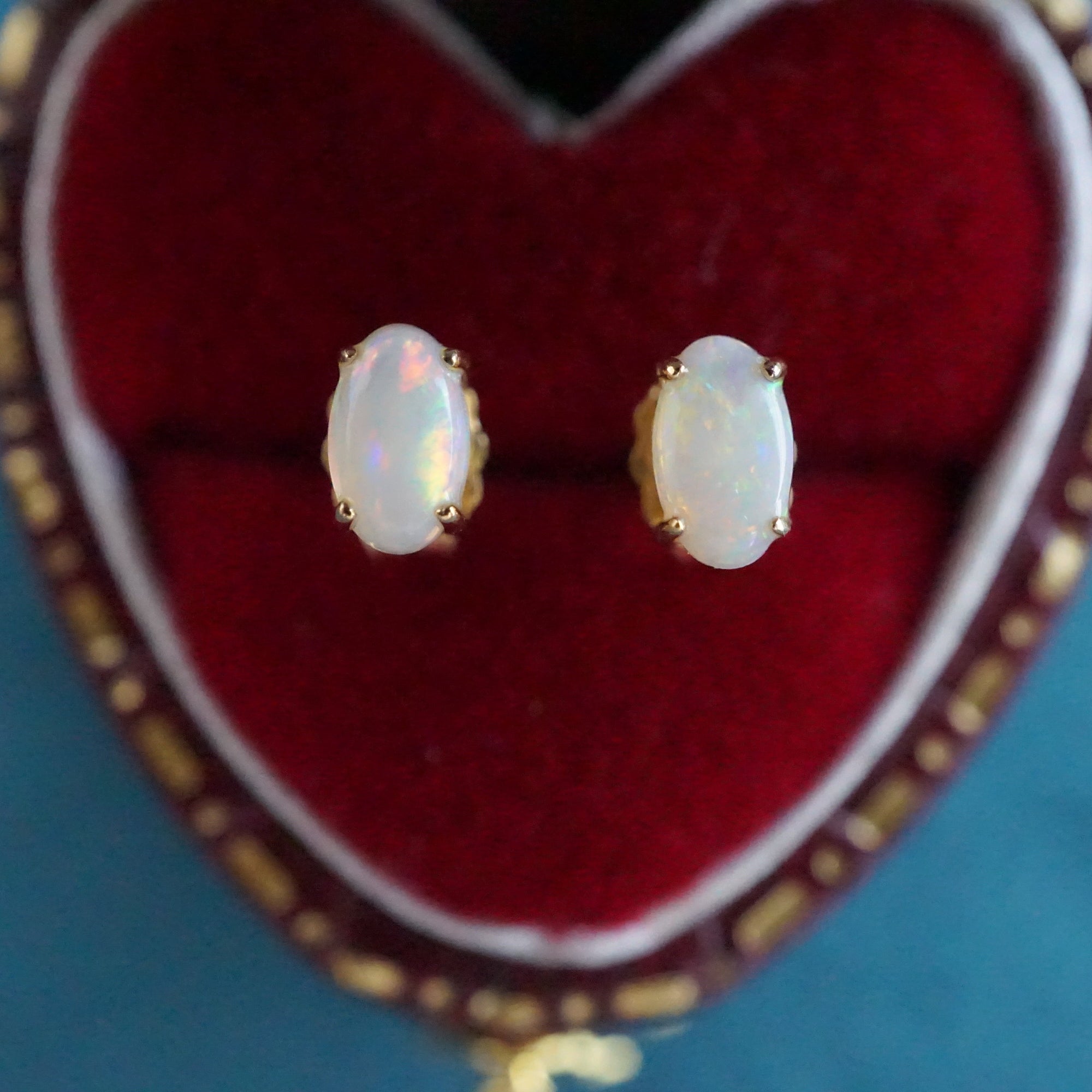 Elegant 18K Australian Opal Earring Studs