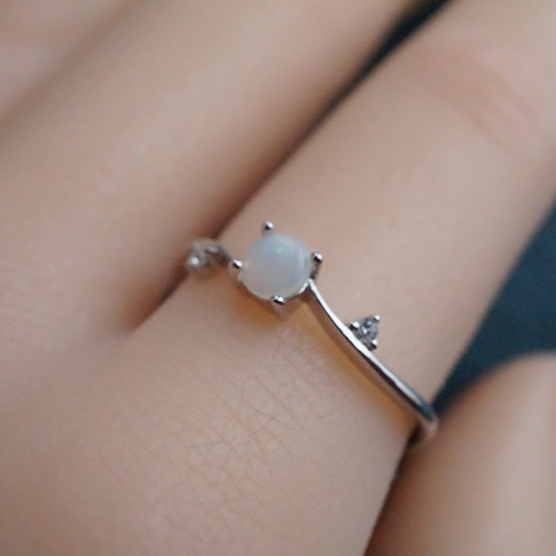 Unique Australian Crystal Opal Ring: Sterling Silver-Vsabel Jewellery