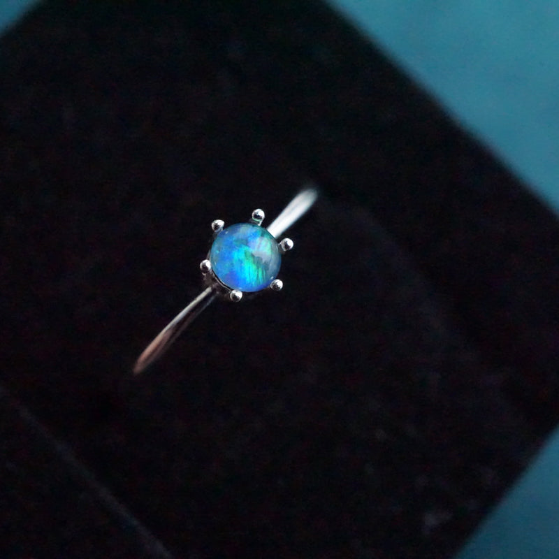 Simple Australian Opal Ring: Sterling Silver Elegance-Vsabel Jewellery