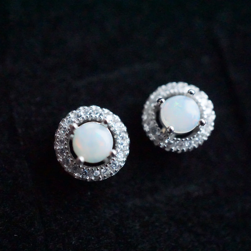 Sparkling Brilliance: 4mm Crystal Opal Stud Earrings-Vsabel Jewellery