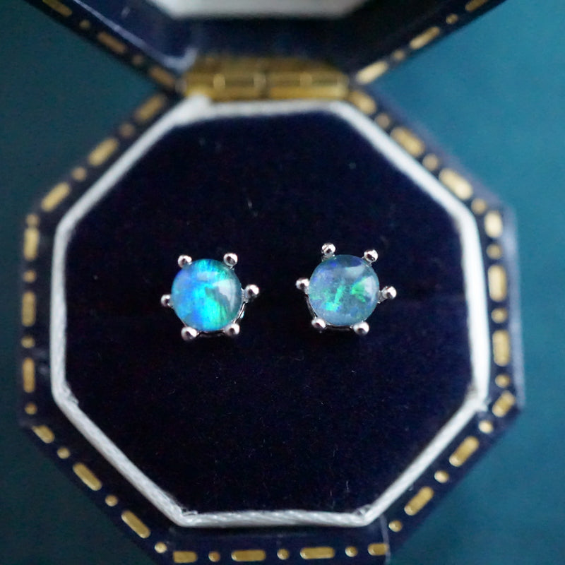 Timeless Simplicity: Triplet Opal Stud Earrings 4mm-Vsabel Jewellery