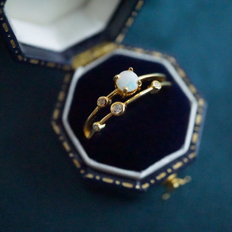 Double Layer Dainty Opal Ring-Vsabel Jewellery
