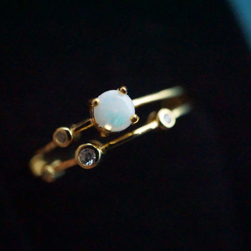 Double Layer Dainty Opal Ring-Vsabel Jewellery