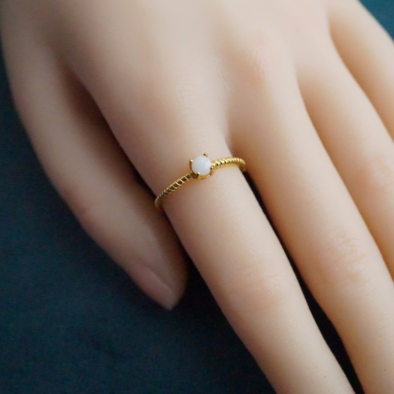 Simple Opal Stone Ring - Elegant Minimalism-Vsabel Jewellery
