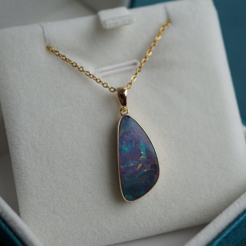 Artistic Purple Opal Pendant - 14K Gold-Vsabel Jewellery