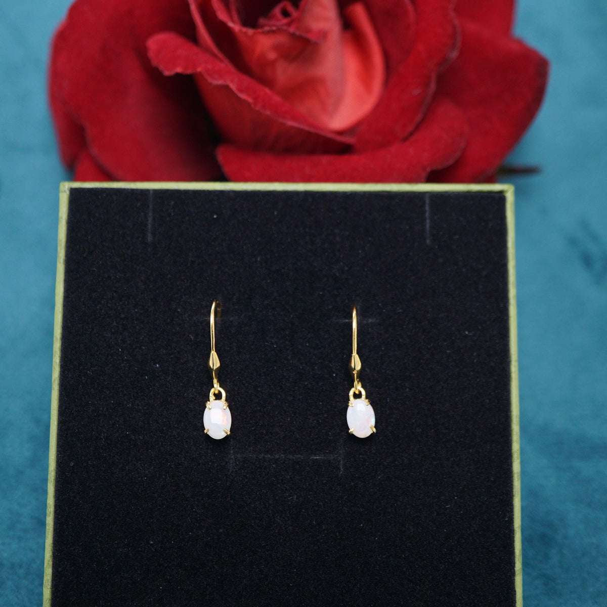 Delicate White Opal Earrings