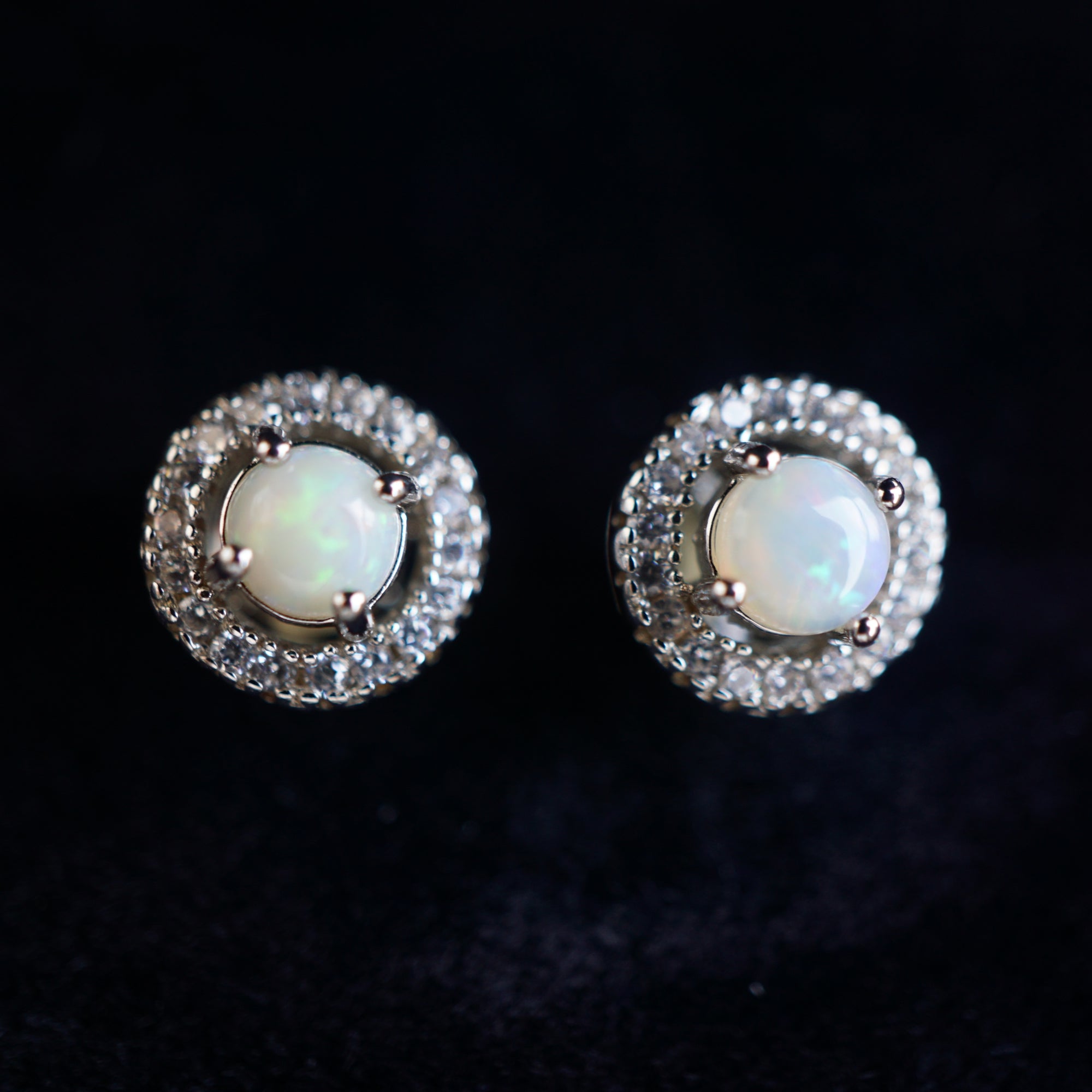 Sparkling Brilliance: 4mm Crystal Opal Stud Earrings