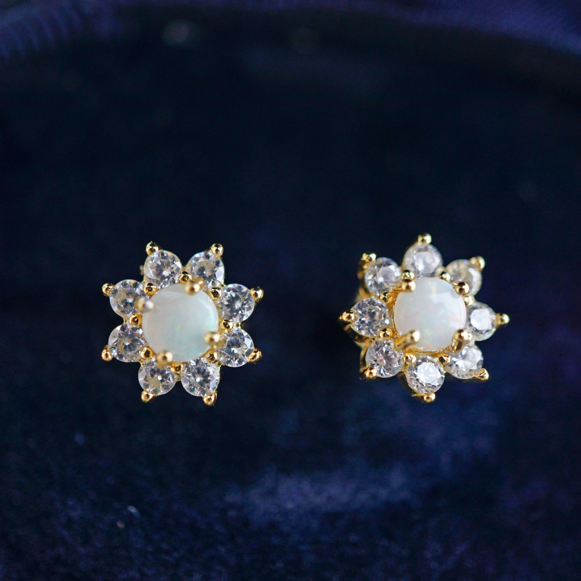 Flower 18k Gold Plated Sparkling Brilliance Crystal Opal Stud Earrings