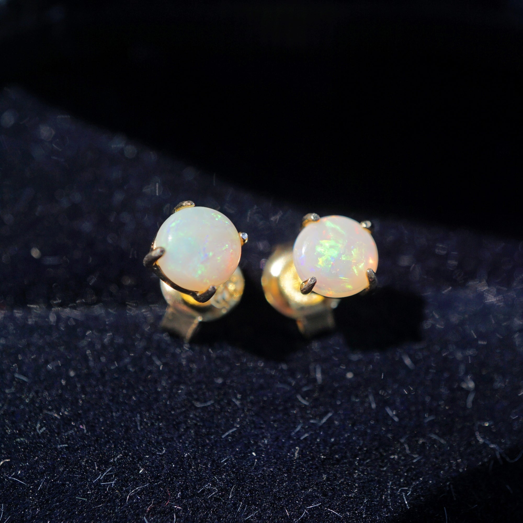 Genuine Opal Stud Earrings - Sterling Silver Sparkle