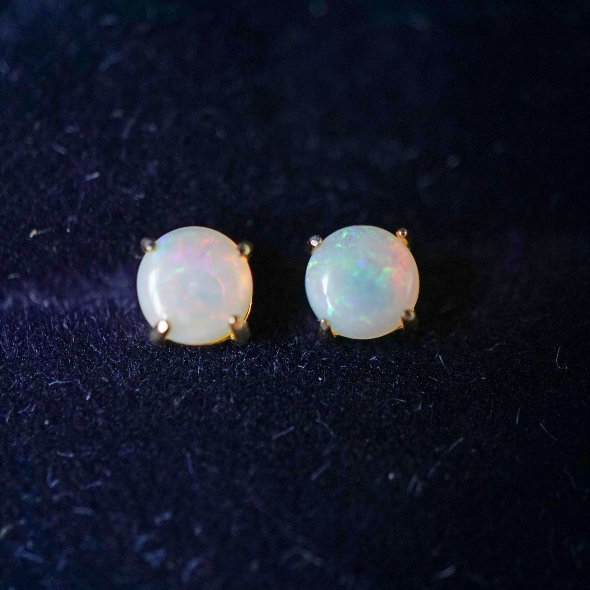 Genuine Opal Stud Earrings - Sterling Silver Sparkle