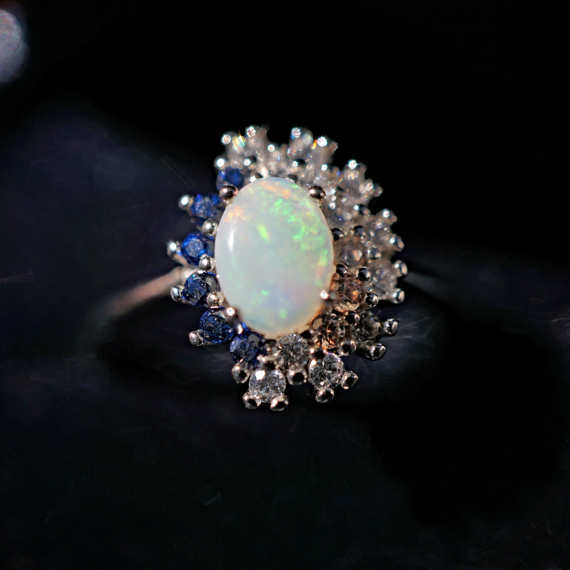 Silver Genuine Australian crystal opal ring