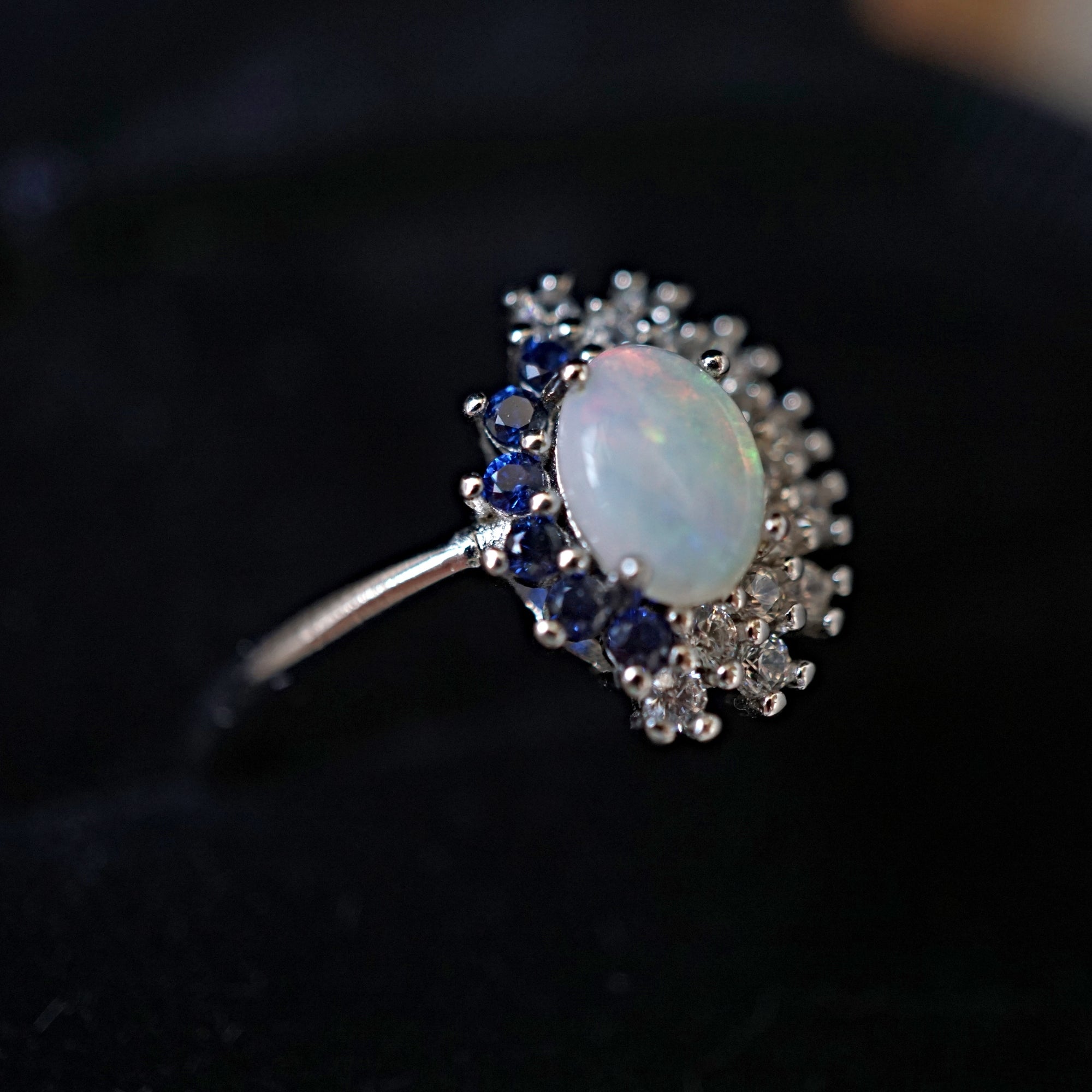 Silver Genuine Australian crystal opal ring