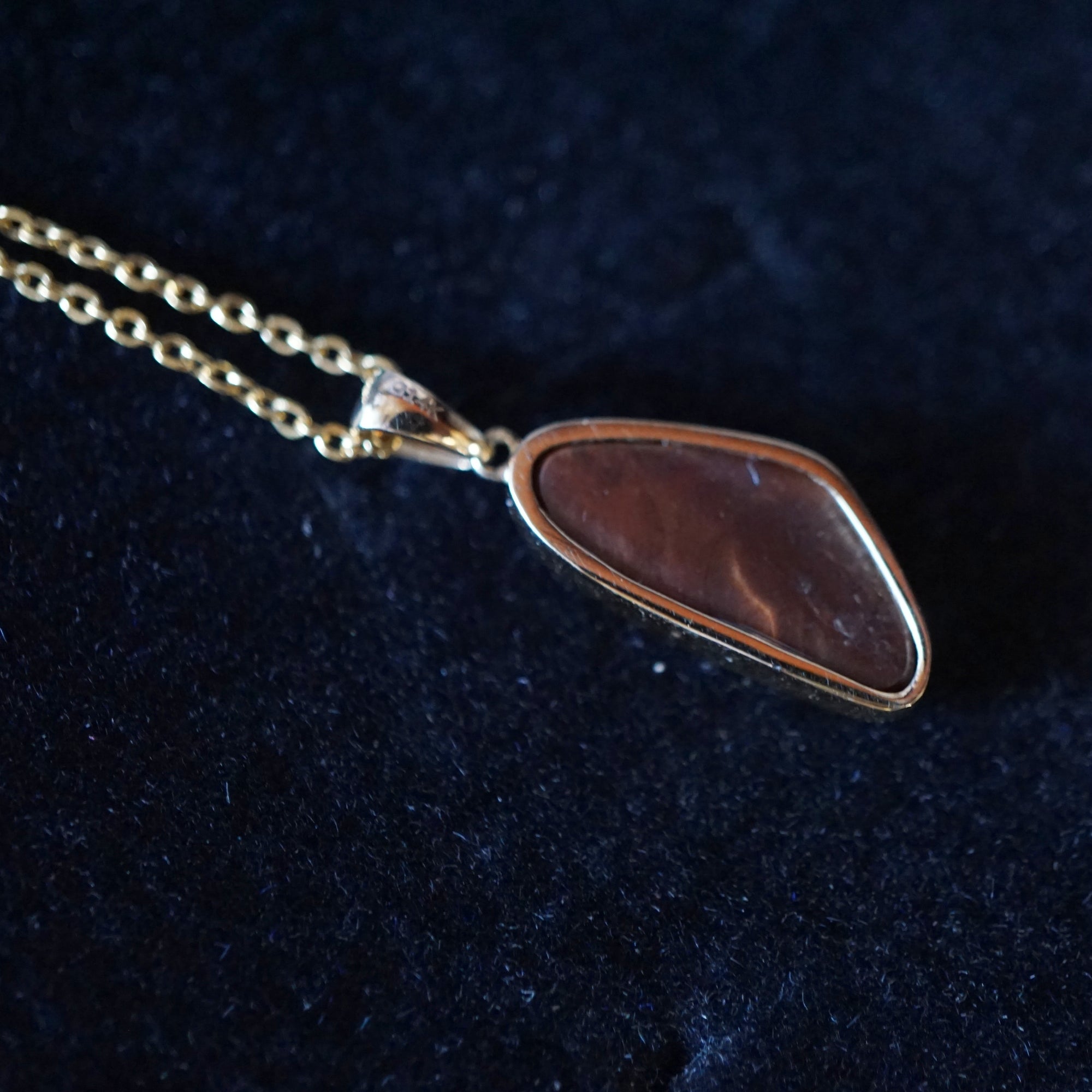 18k Solid Gold Blue River Boulder Opal Pendant Necklace