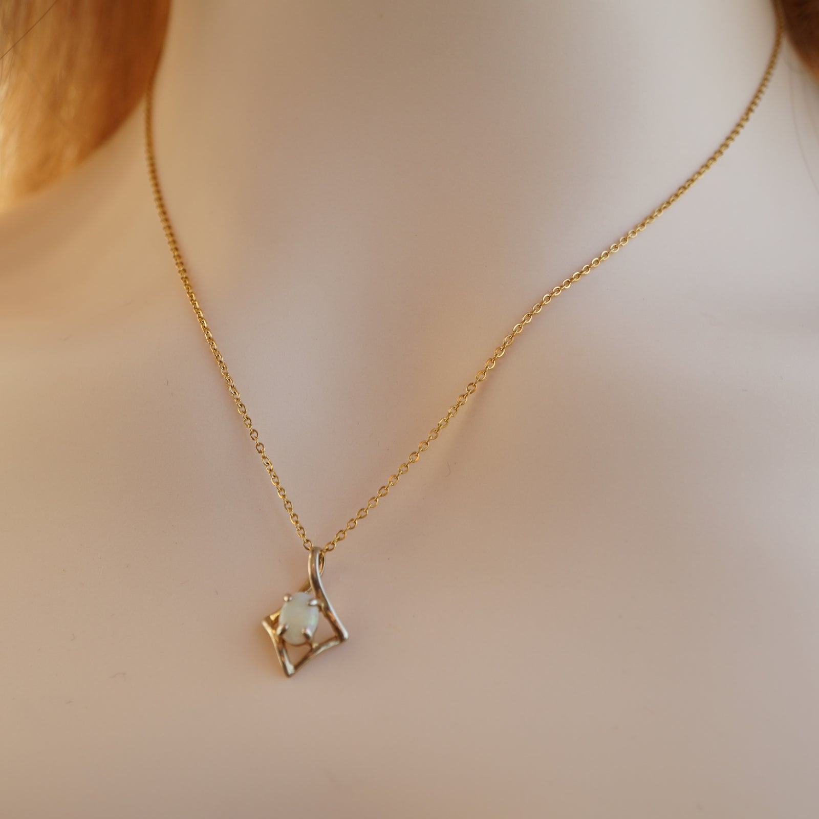 Diamond Style Australian Crystal Opal necklace In Gold 18k Gold Plated 925 Sterling Silver