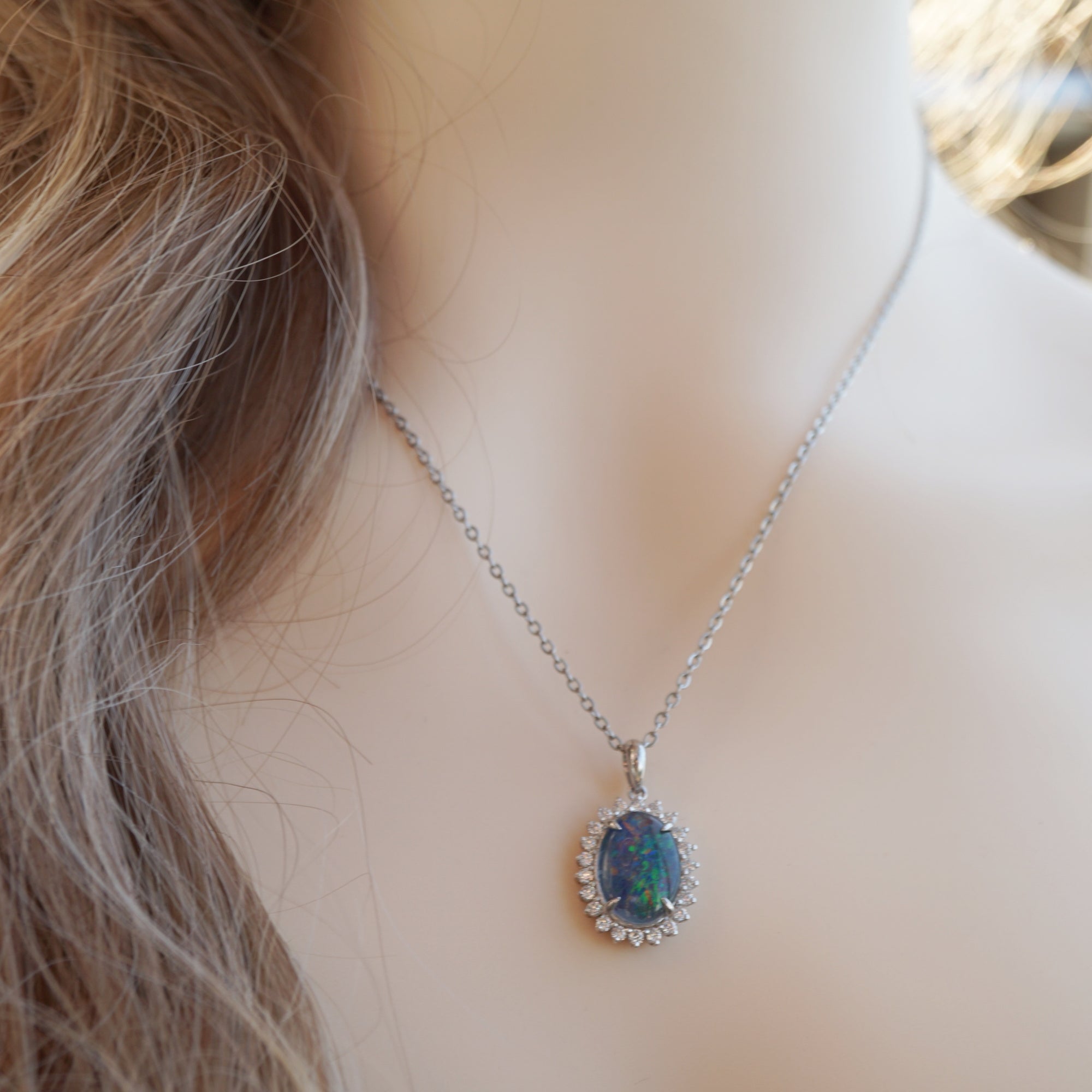 Beautiful Big Opal Pendant Necklace