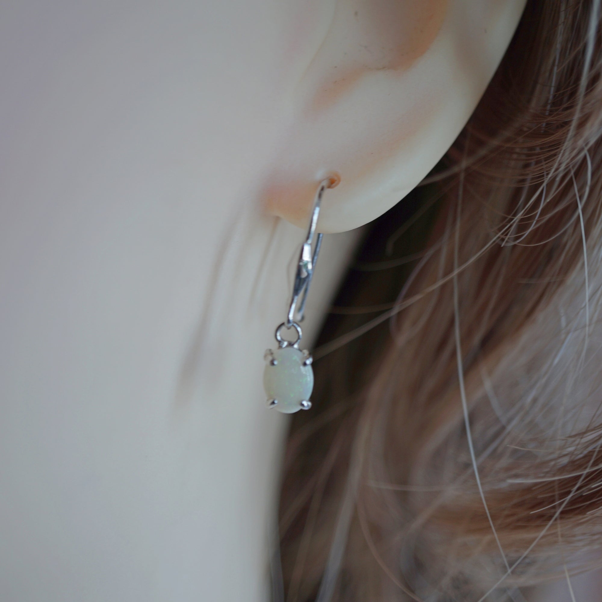 Delicate White Opal Earrings