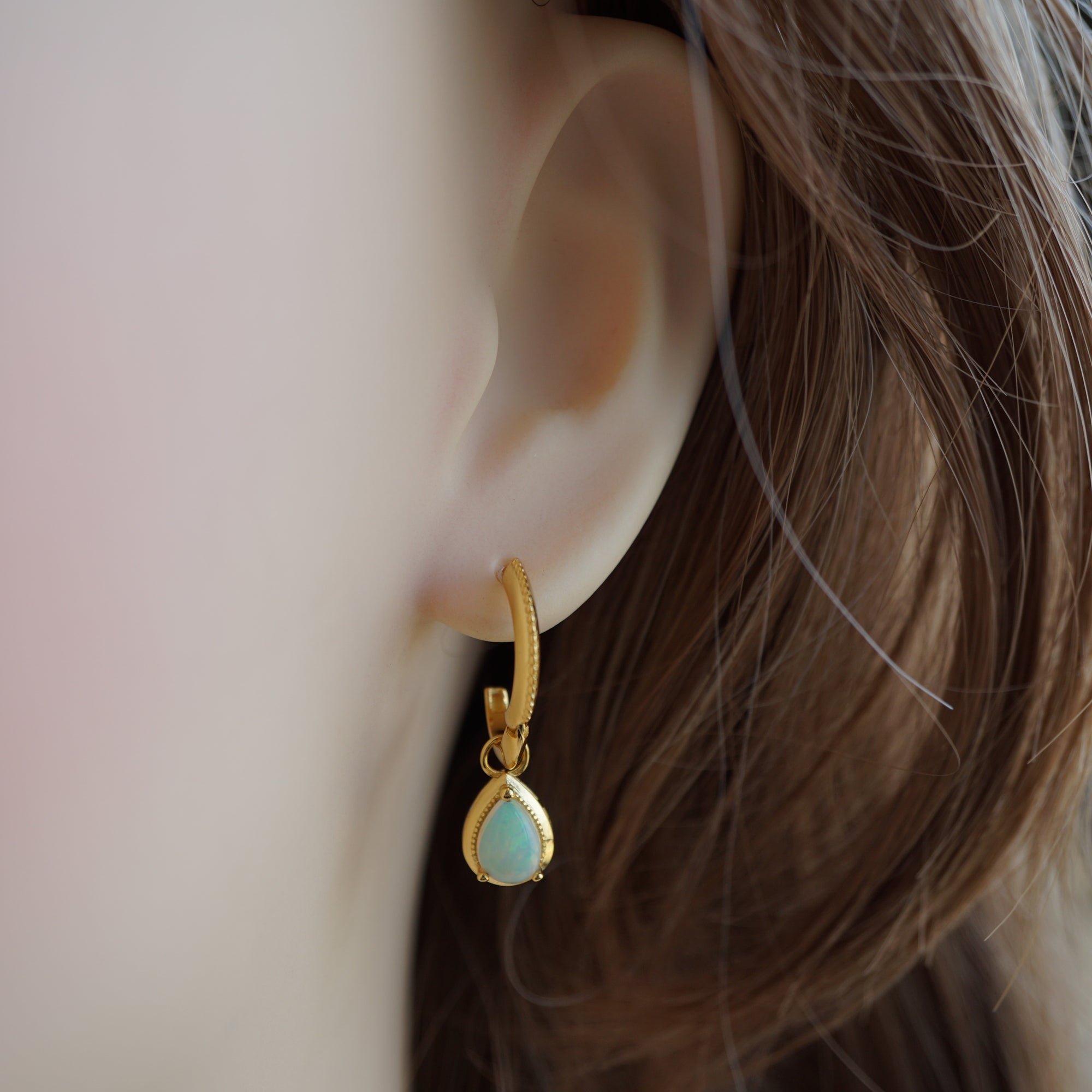 Genuine 18k Gold Plated Ethiopian Opal Earrings, october birthstone jewelry, natural opal jewelry, colorful opal jewelry,gifts,simple ethiopian opal earrings (Copy)