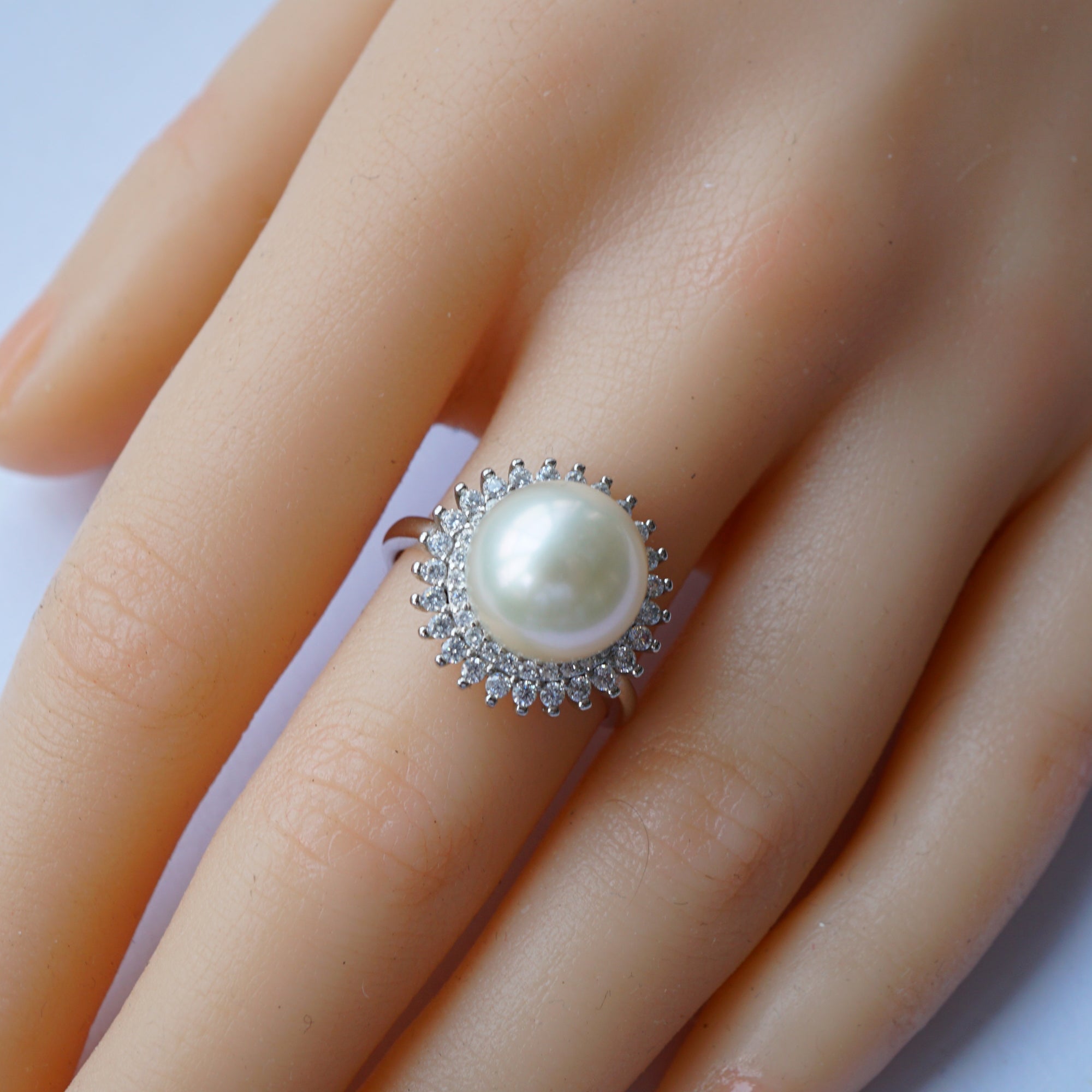 Dainty Wedding Freshwater Pearl Ring - Sterling Silver