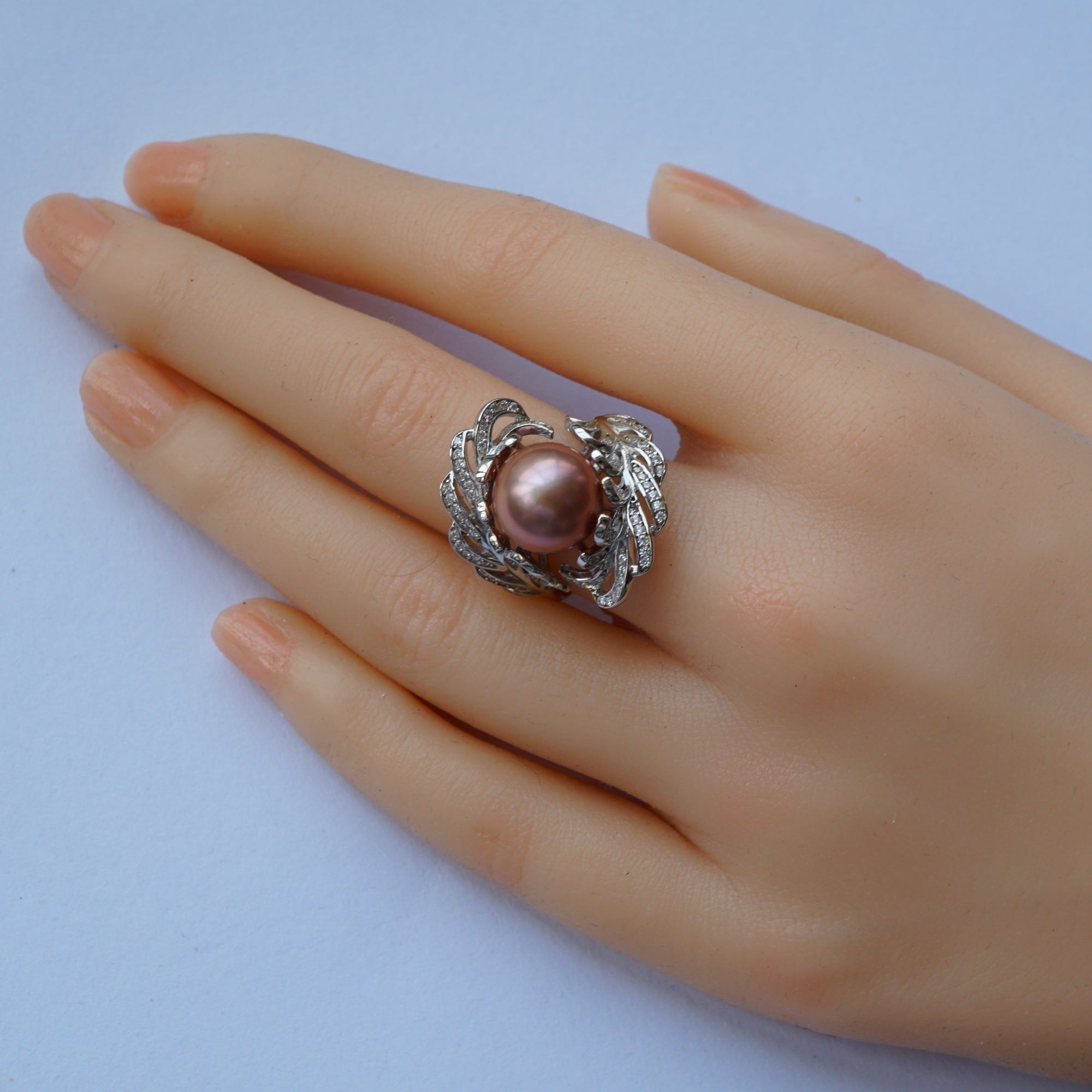 Elegant Sterling Silver Purple Pearl Ring