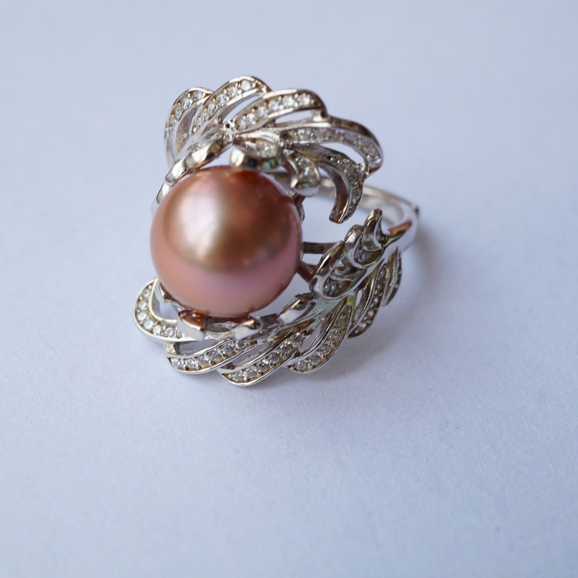 Elegant Sterling Silver Purple Pearl Ring