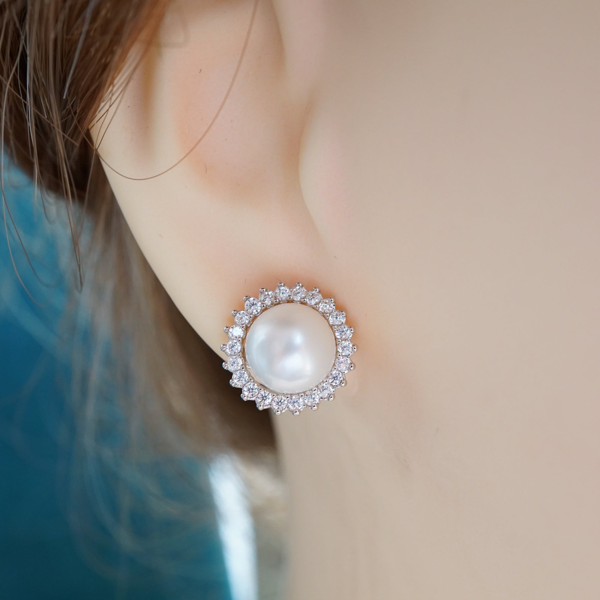 Dainty Silver Wedding Pearl Studs