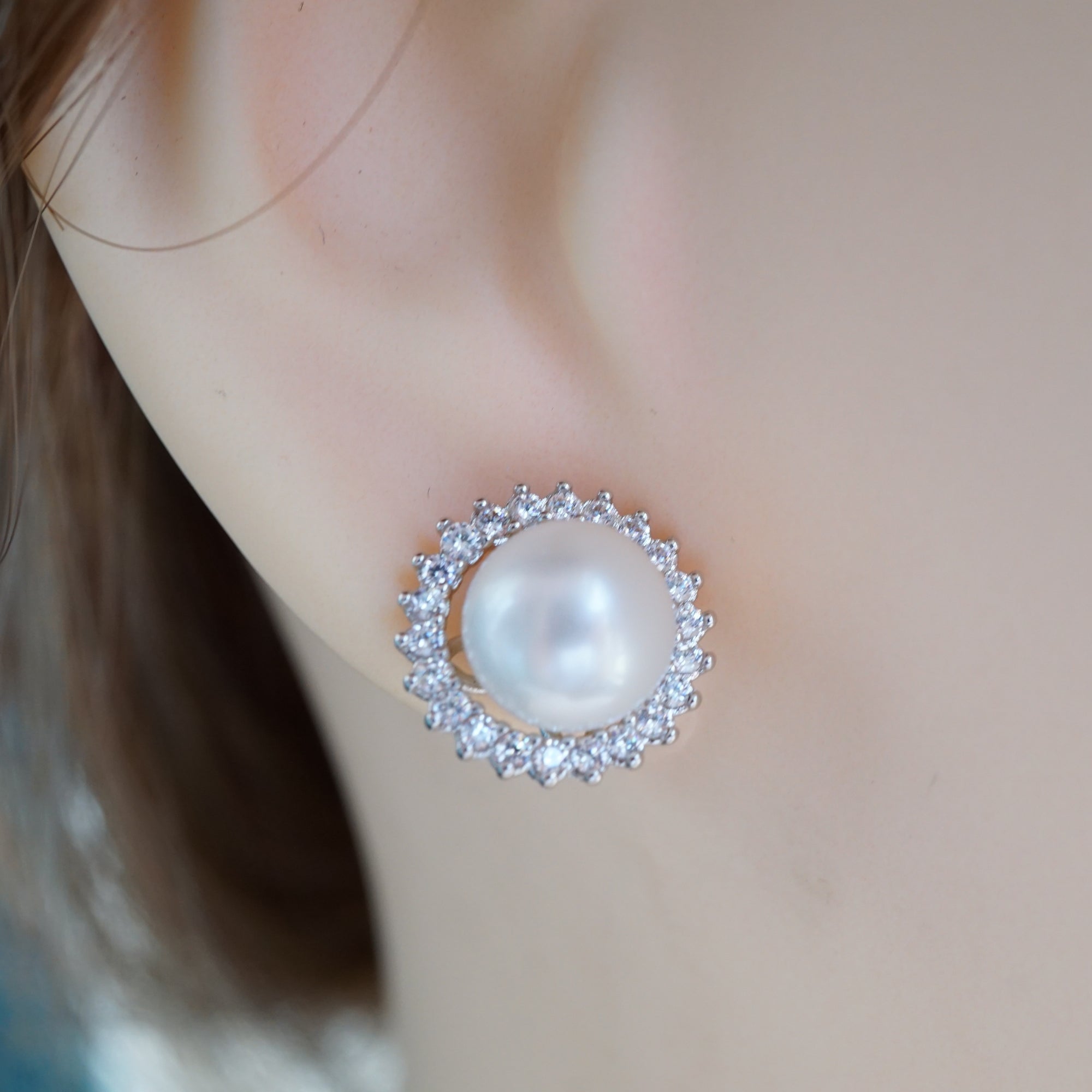 Dainty Silver Wedding Pearl Studs