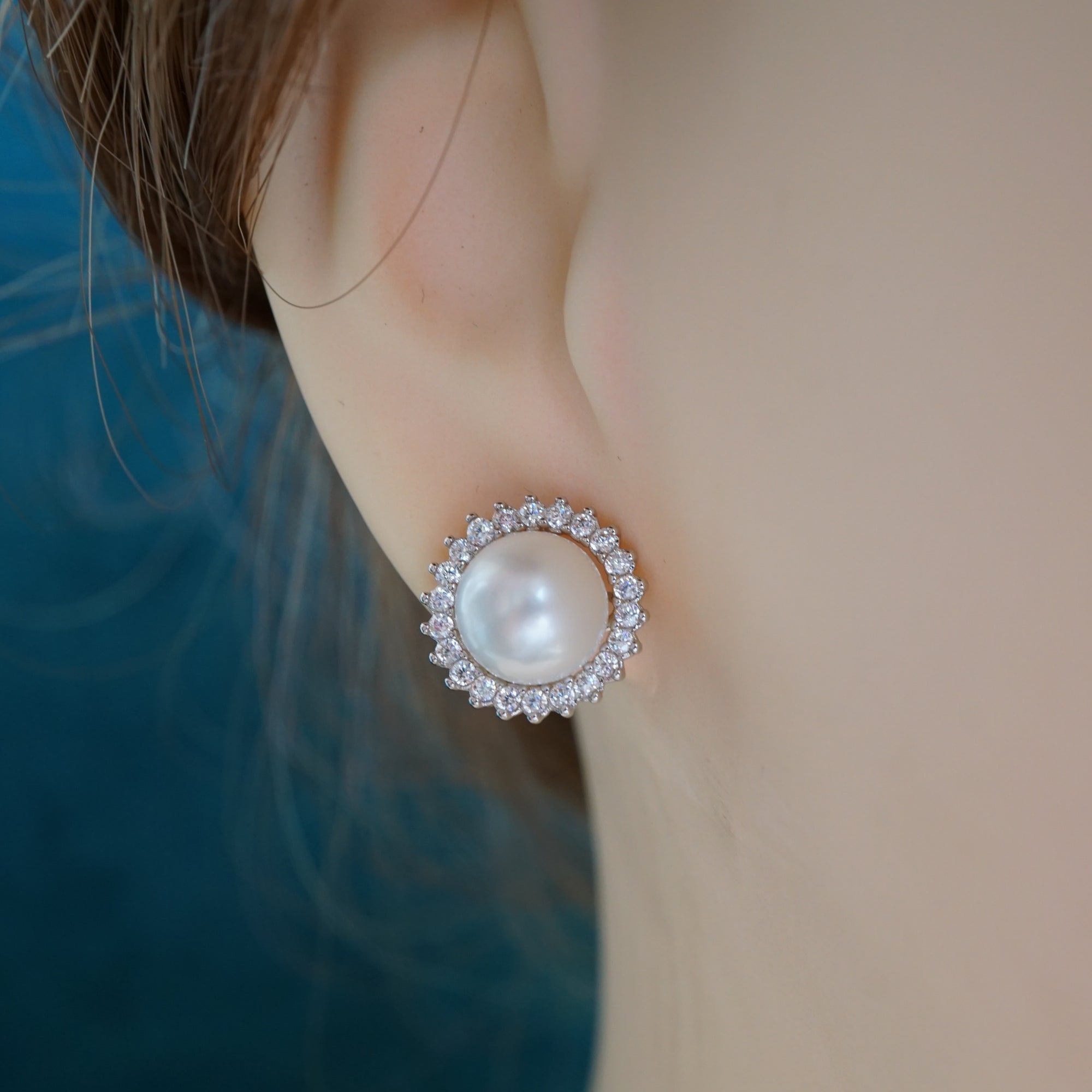 Dainty Silver Wedding Pearl Studs