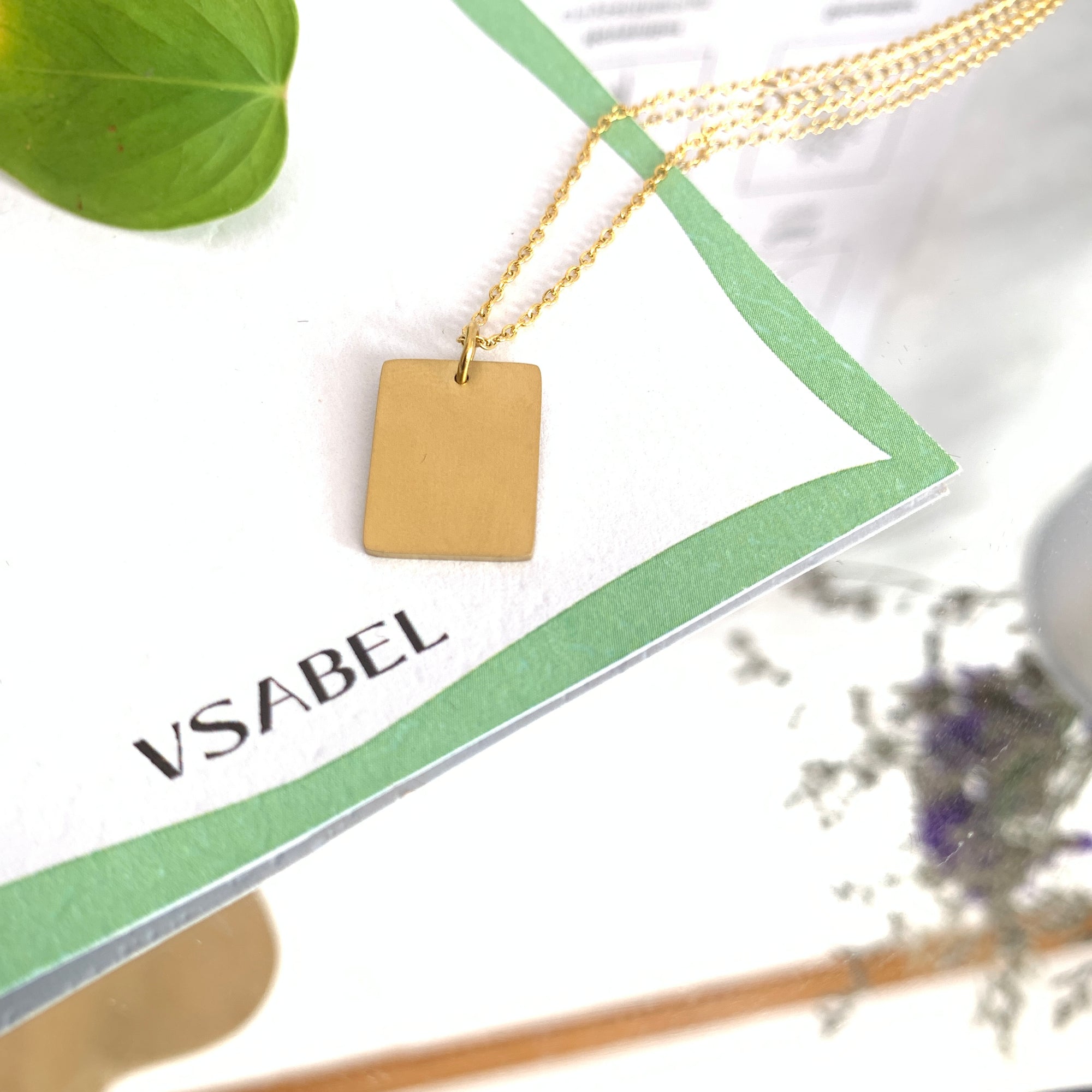 Personalized Rectangular Tag Necklace - Custom Engraved Jewelry for Men & Women