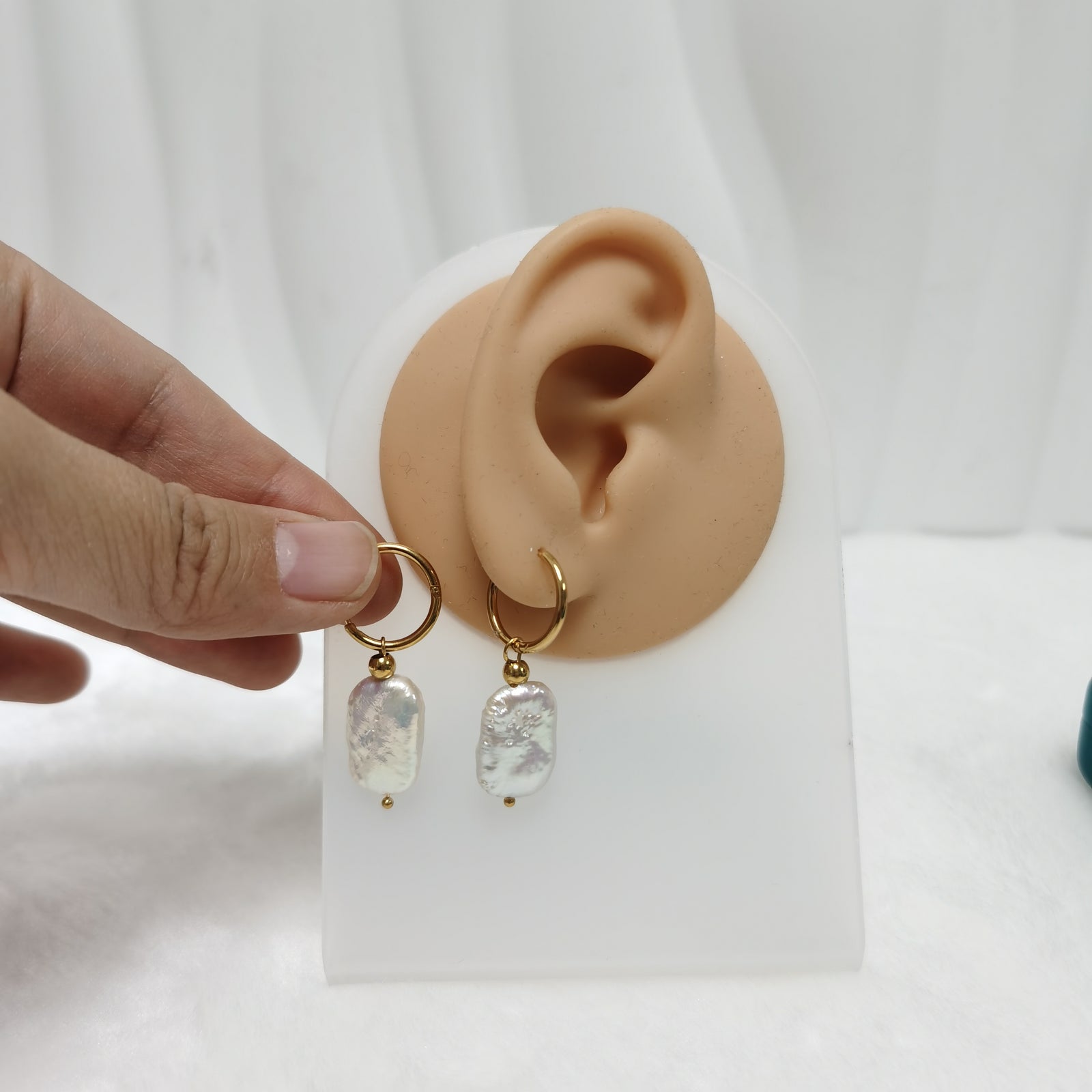 Dainty natural freshwater baroque pearl earrings-Vsabel Jewellery