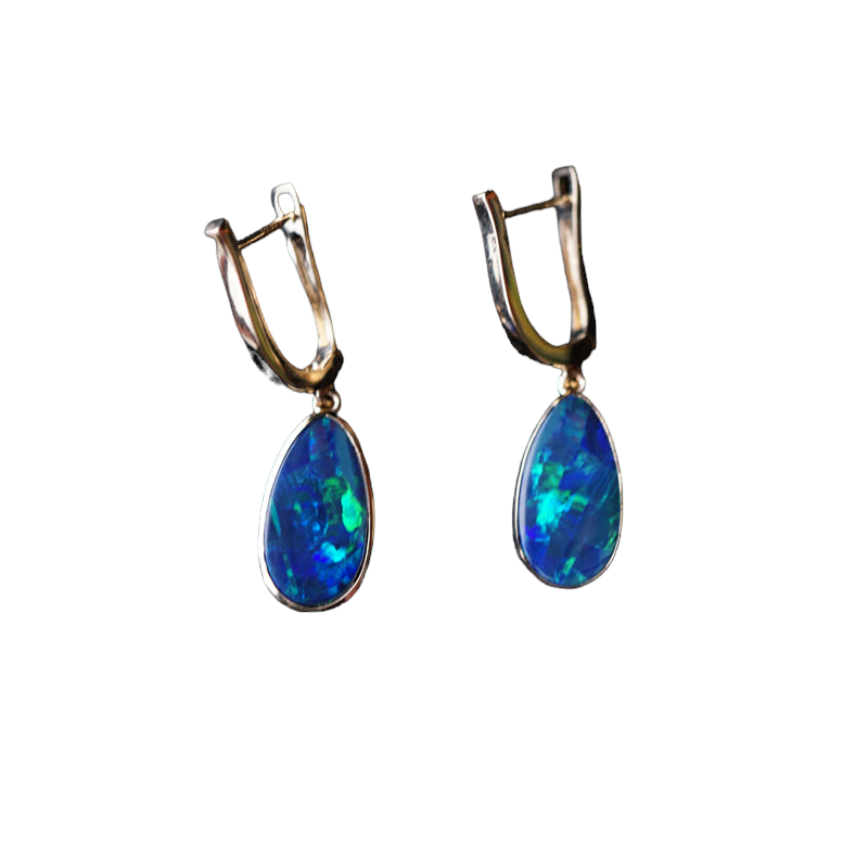 Luxurious Opal Earring Hoops in 14K Gold-Vsabel Jewellery