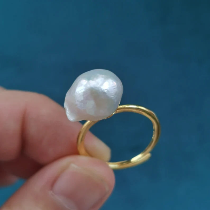 Handmade Small Baroque Pearl Ring - Original Design