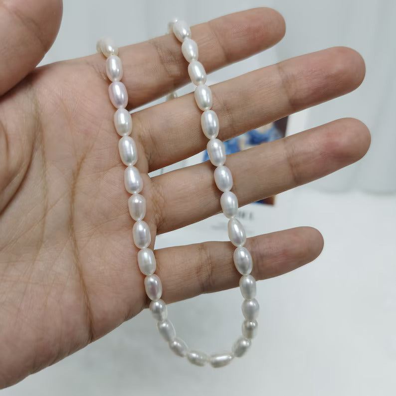 Adjustable Freshwater Rice Pearl Necklace