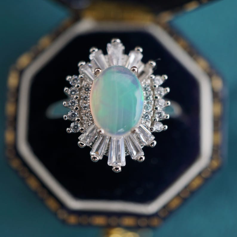 Elegant Crystal Opal Ring