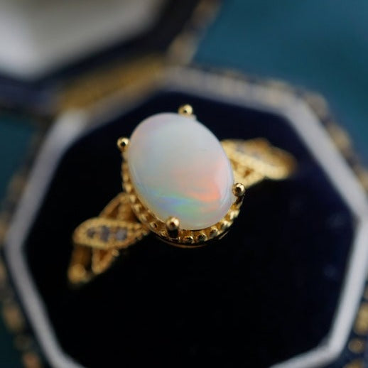 white opal ring