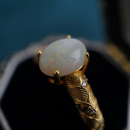 Australian Crystal Opal Ring 925 Sterling Silver