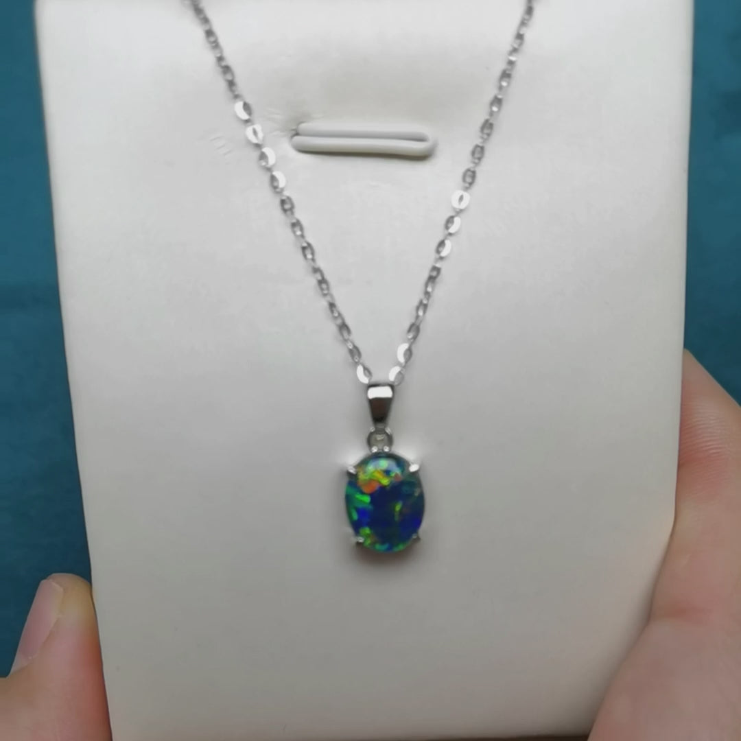 Elegant 18k Triplet Opal Necklace