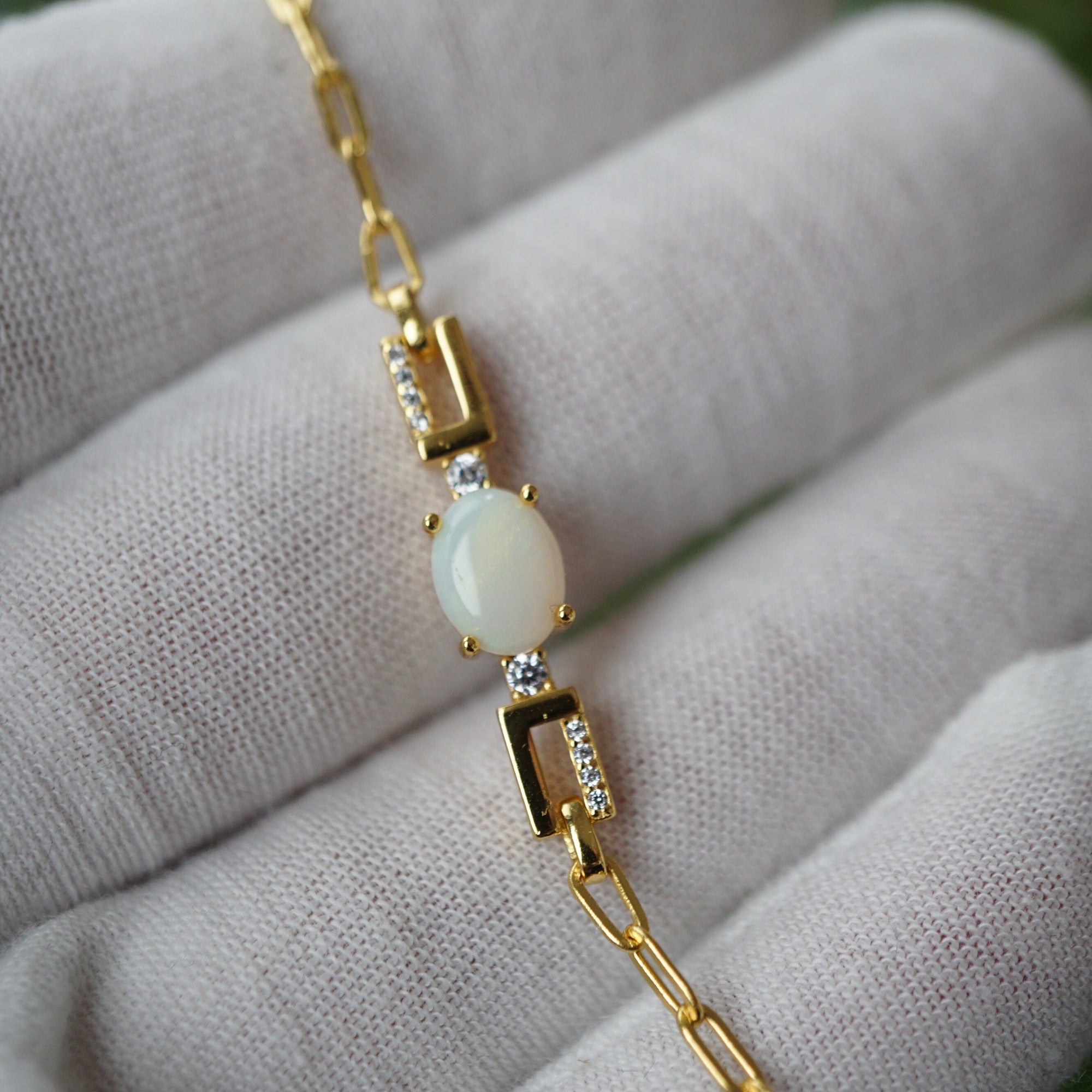 Natural Australian Solid White Opal Bracelet - Timeless Elegance-Vsabel Jewellery