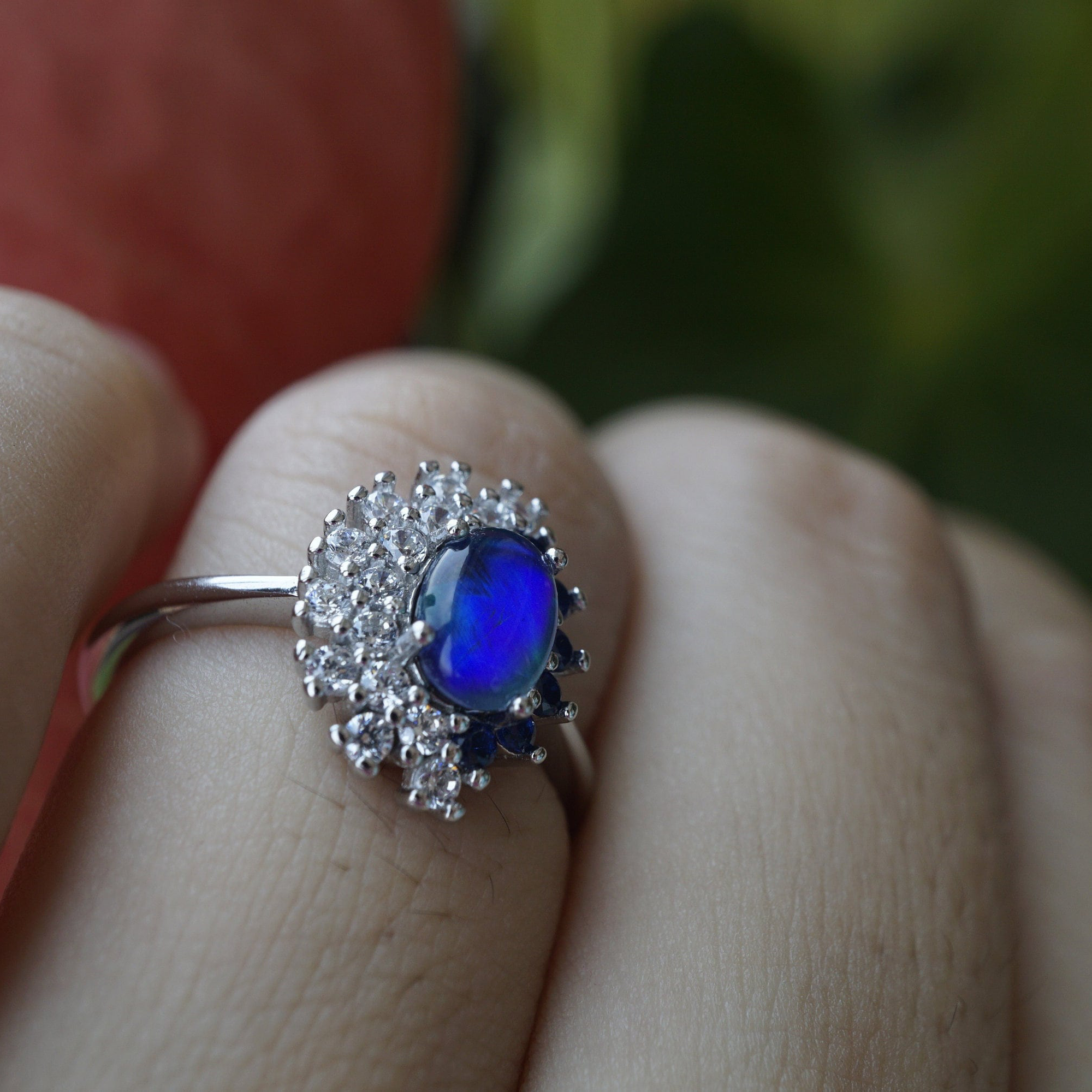 Australian Blue Triplet Opal Ring-Vsabel Jewellery