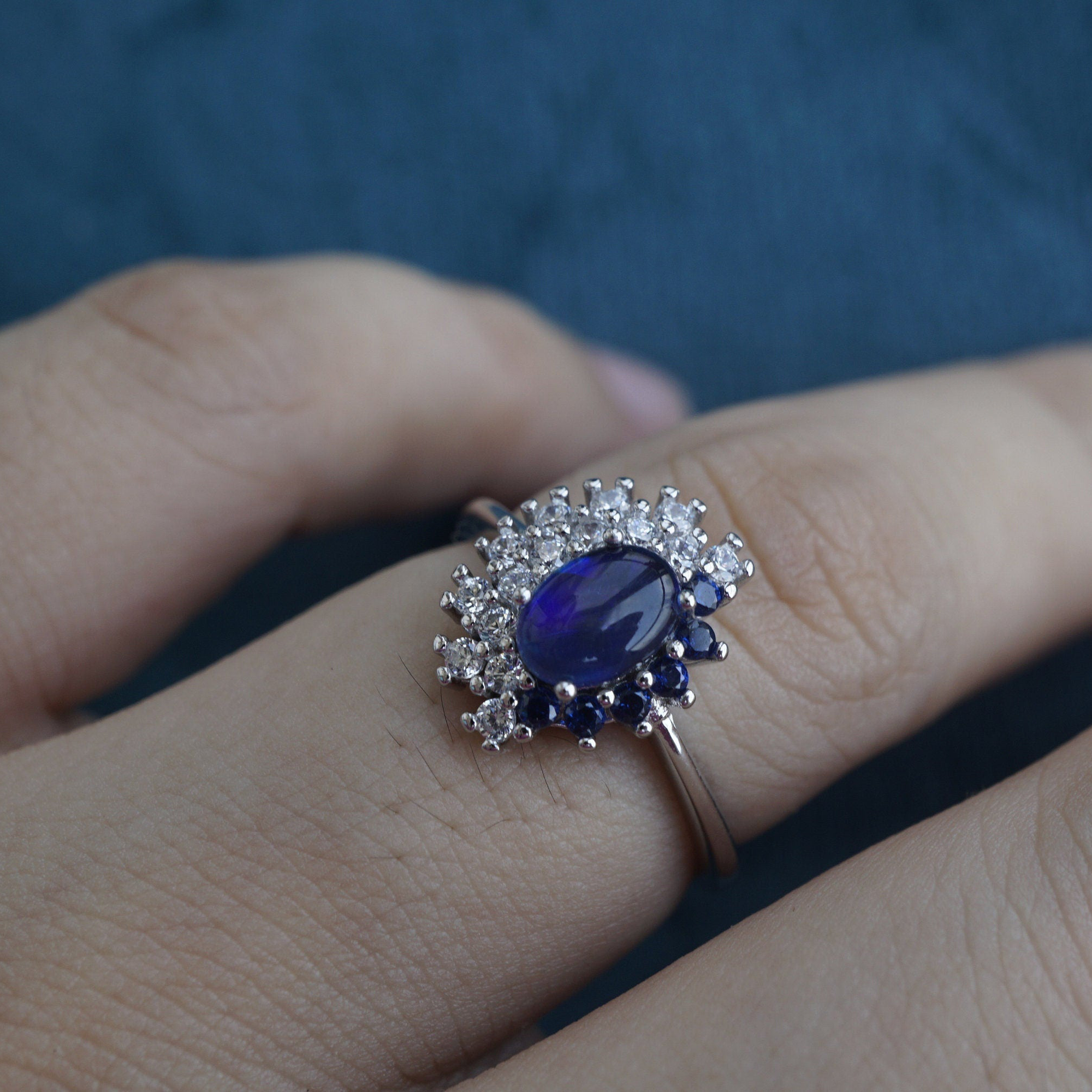Australian Blue Triplet Opal Ring-Vsabel Jewellery
