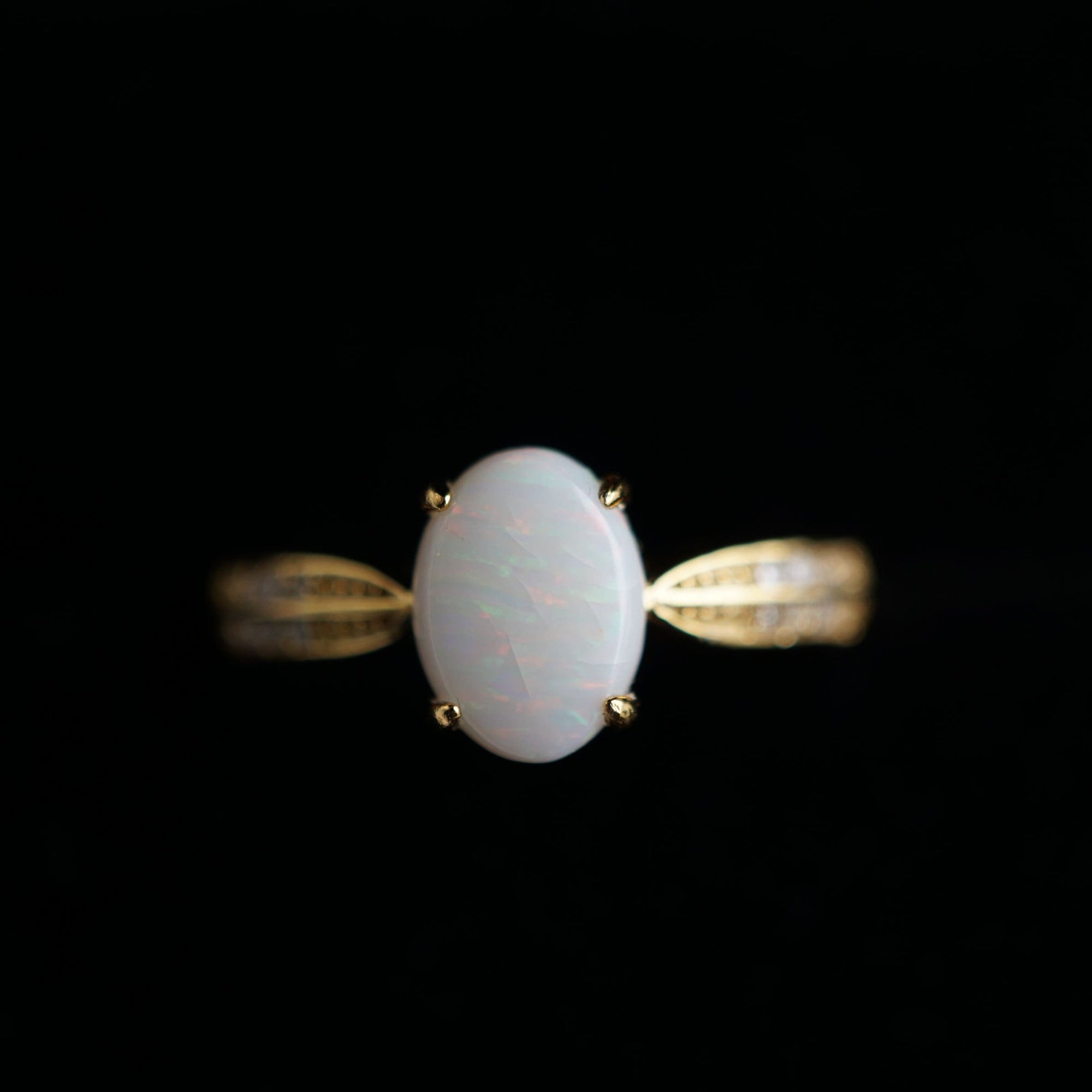 White Solid Real Australian Opal Ring In 18k Gold Vermeil Over 925 Sterling Silver, Opal Ring For Her Birthday, Opal Ring For Christmas-Vsabel Jewellery